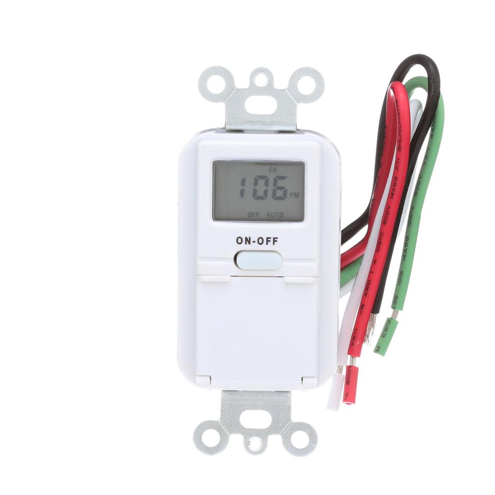 Indoor Wire-In Weekly Digital Wall Switch Timer, 120V