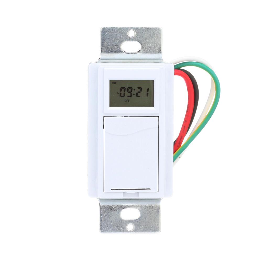 Indoor Wire-In Weekly Digital Wall Switch Timer, 120V