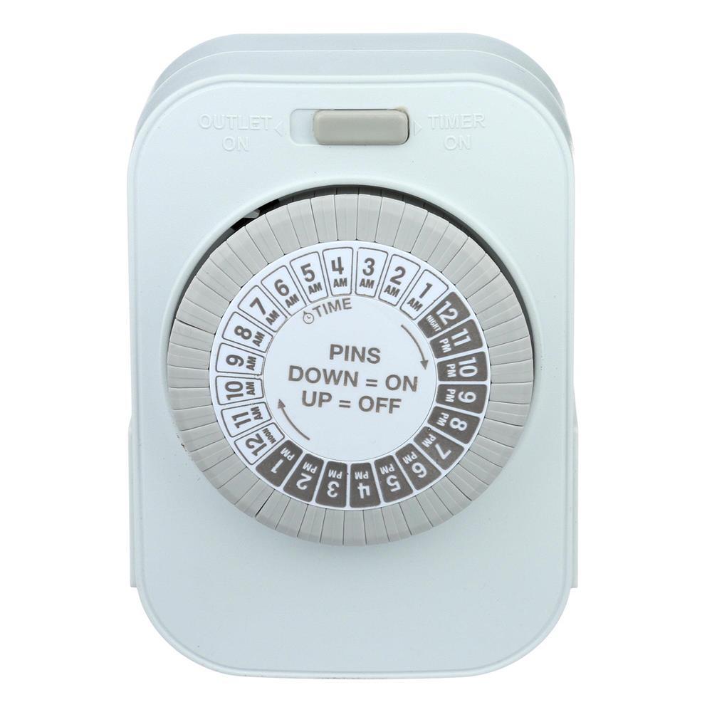 Indoor Mechanical Heavy Duty Daily Timer 2-Outlets Grounded