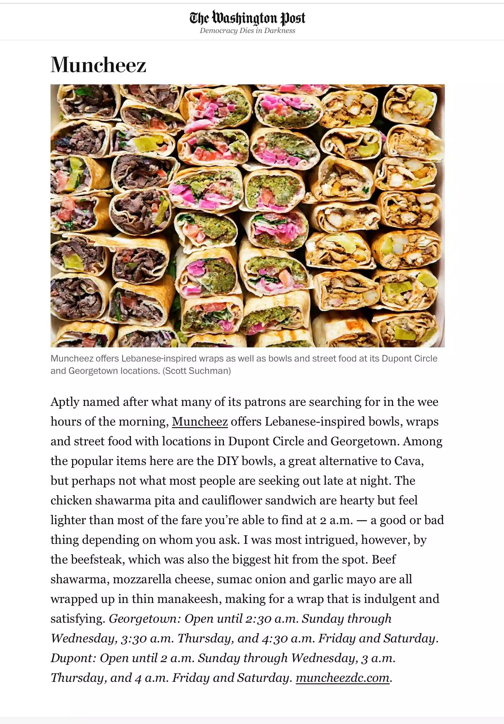 Washington Post article featuring Muncheez