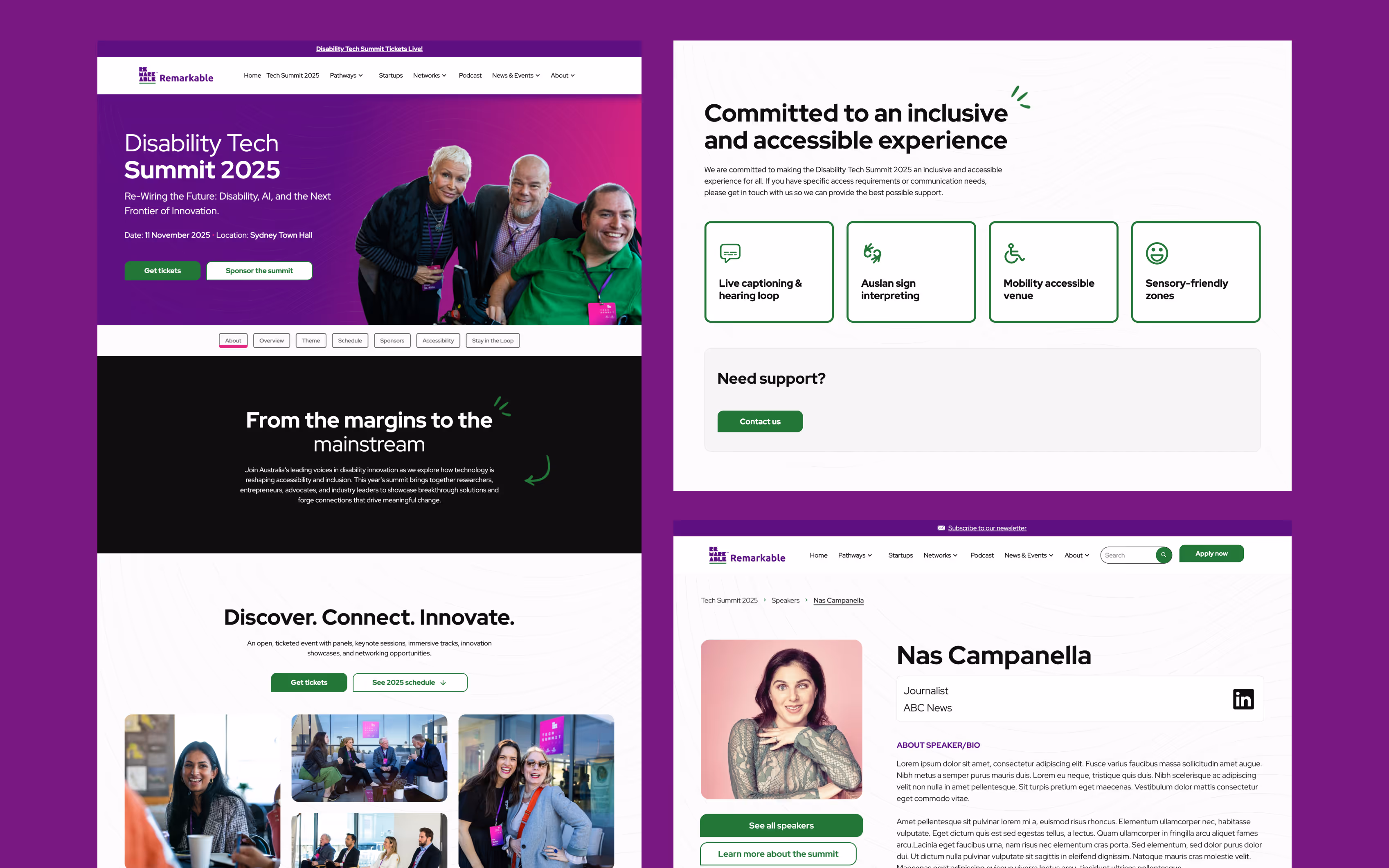 An image of Remarkable's website that Rebecca Marion Lowe designed.