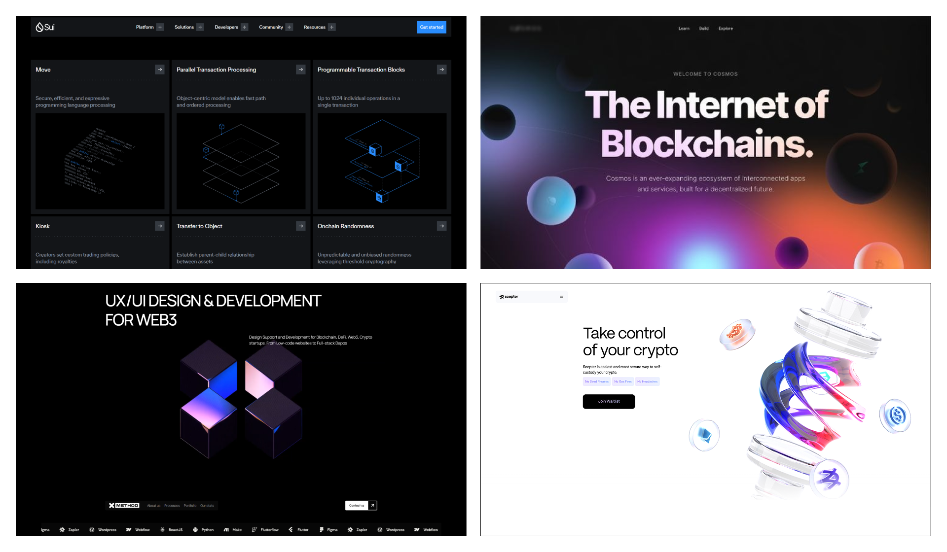 A compilation of web design projects for web3 industry 