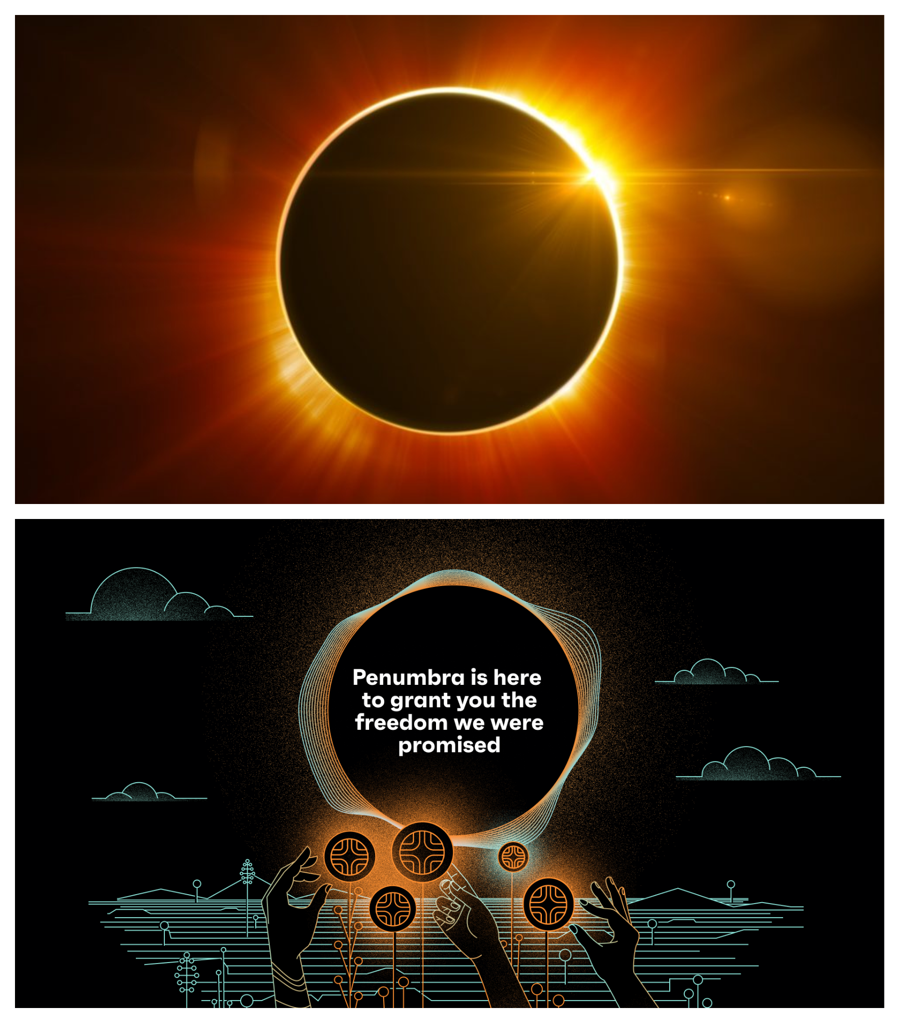 The image of a penumbra, a solar phenomenon, and its representation in web design 