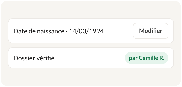 Champ modifiable et dossier vérifié par une RH
