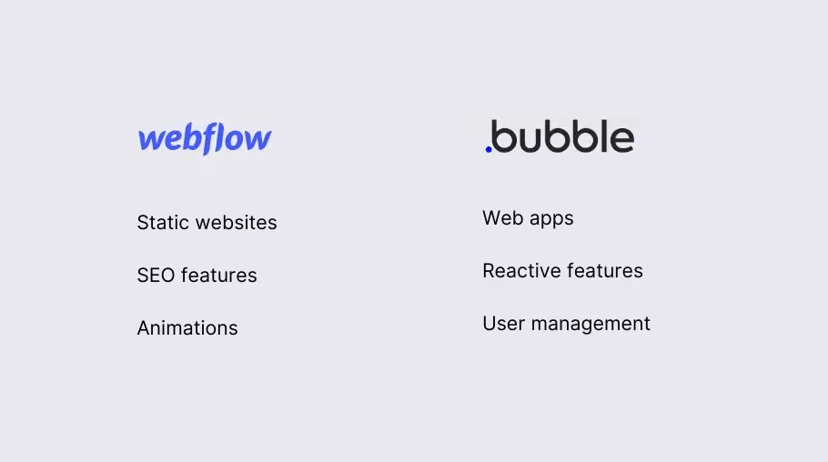 Webflow vs Bubble comparison