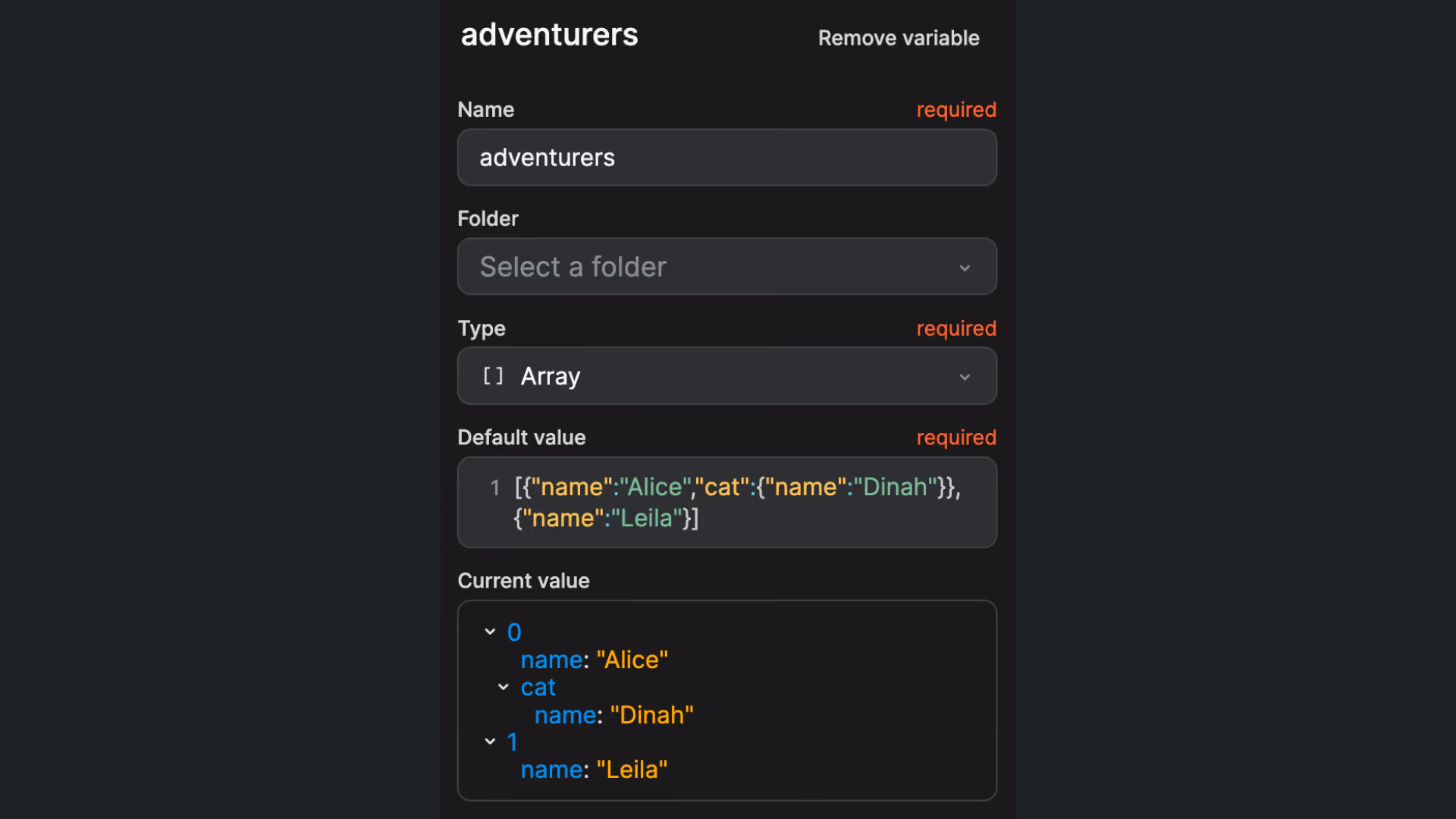 List of objects in WeWeb