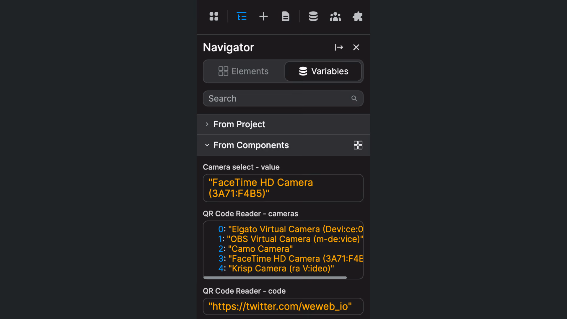 QR code reader - code variable