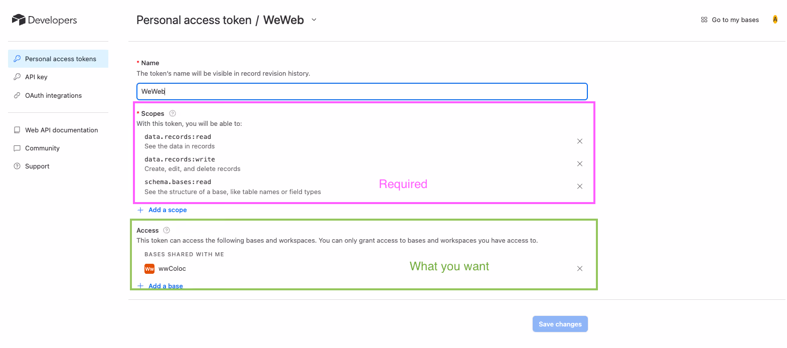 Airtable scopes