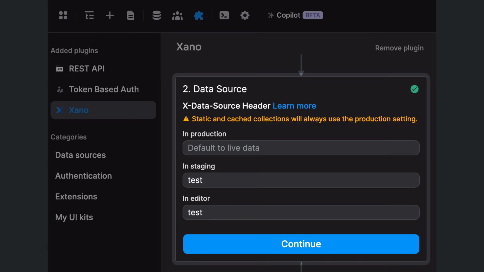 Xano data sources in WeWeb