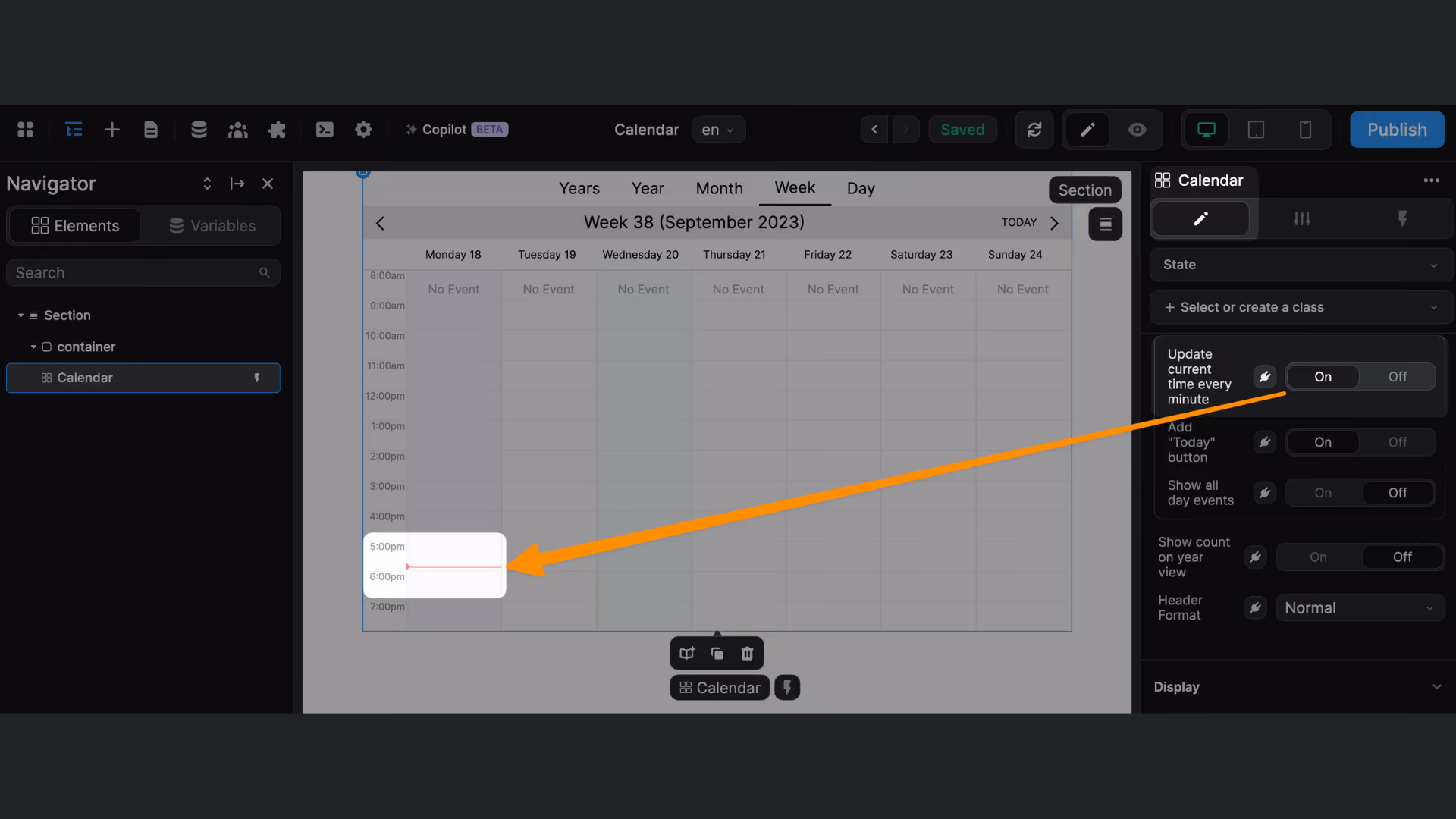 Calendar timeline