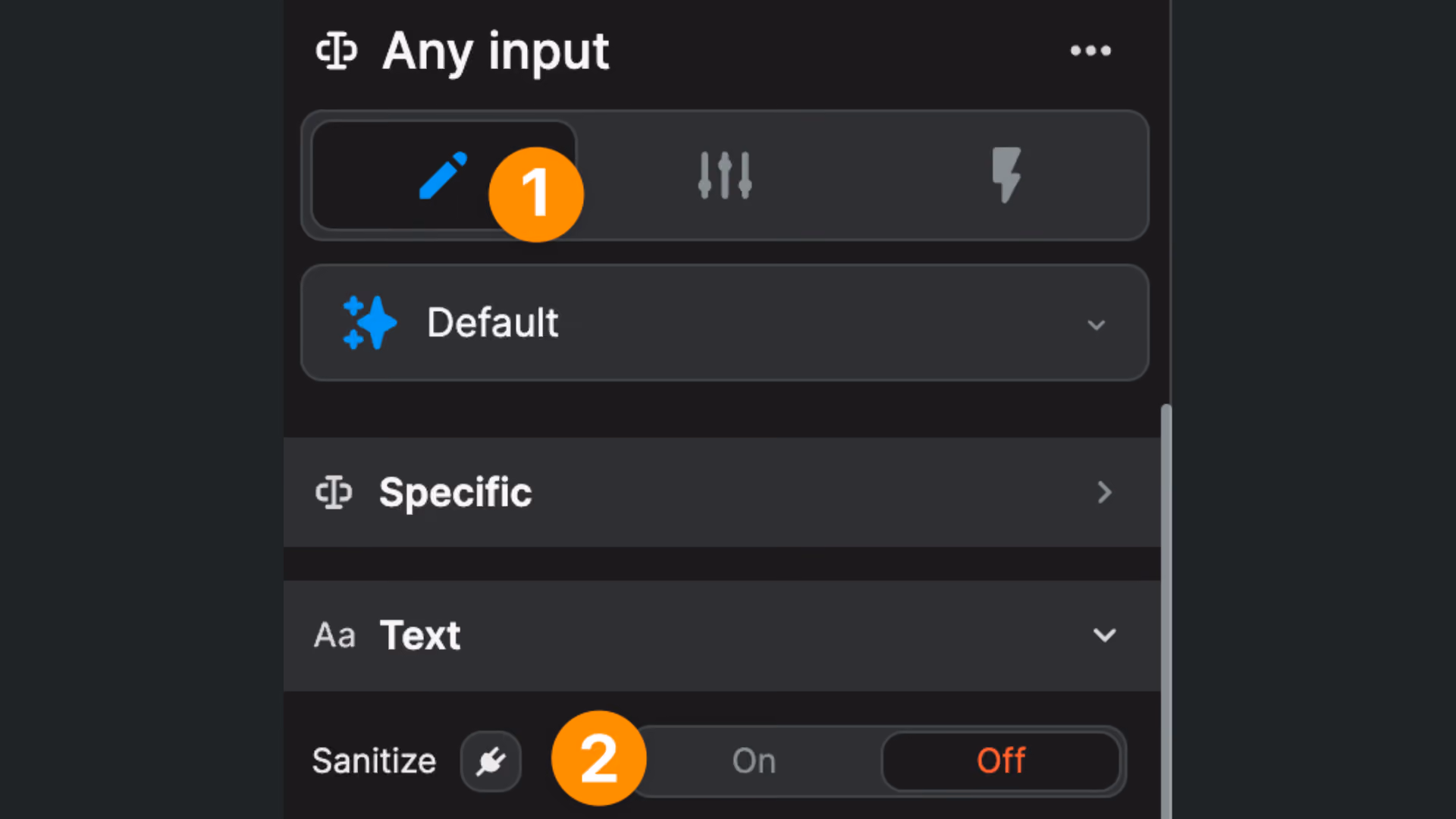 Sanitize option on a WeWeb input