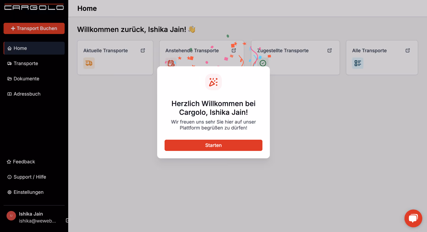 Cargolo built with WeWeb - Success page