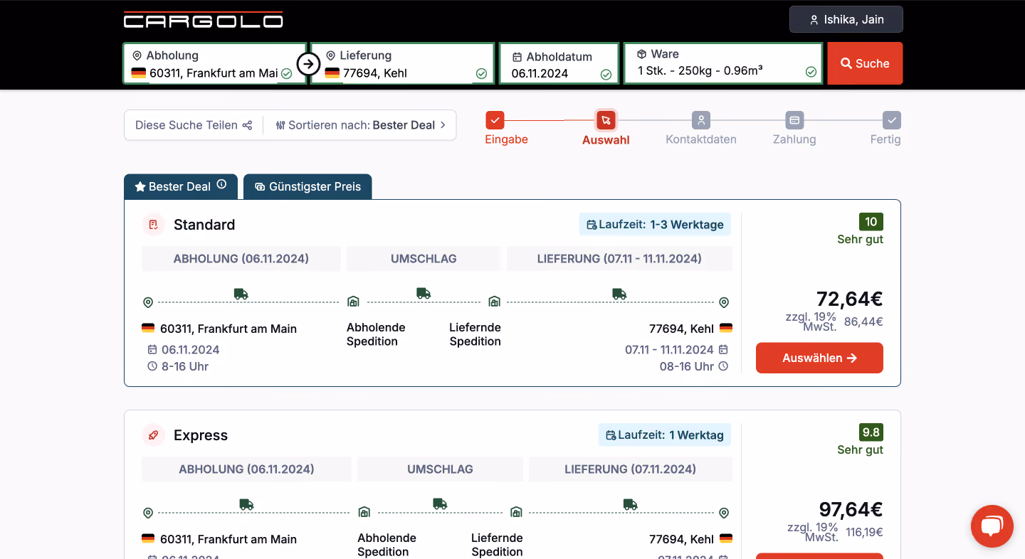 Cargolo built with WeWeb - Payment page