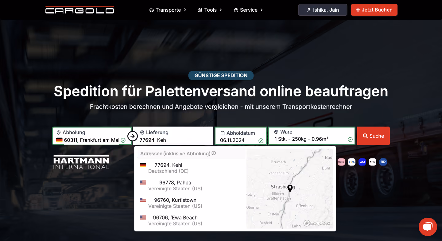 Cargolo built with WeWeb - Booking page