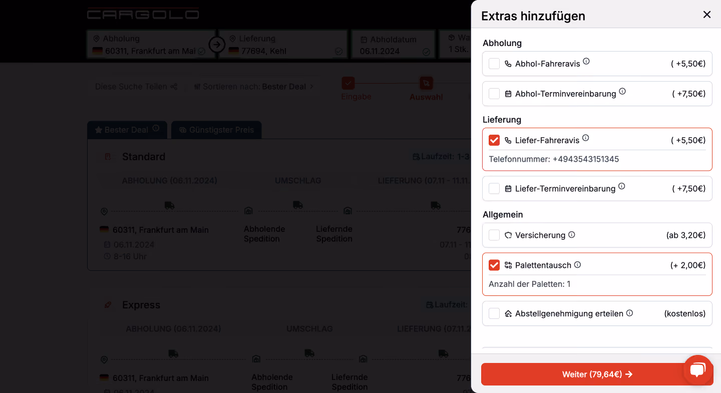 Cargolo built with WeWeb - Booking page 2