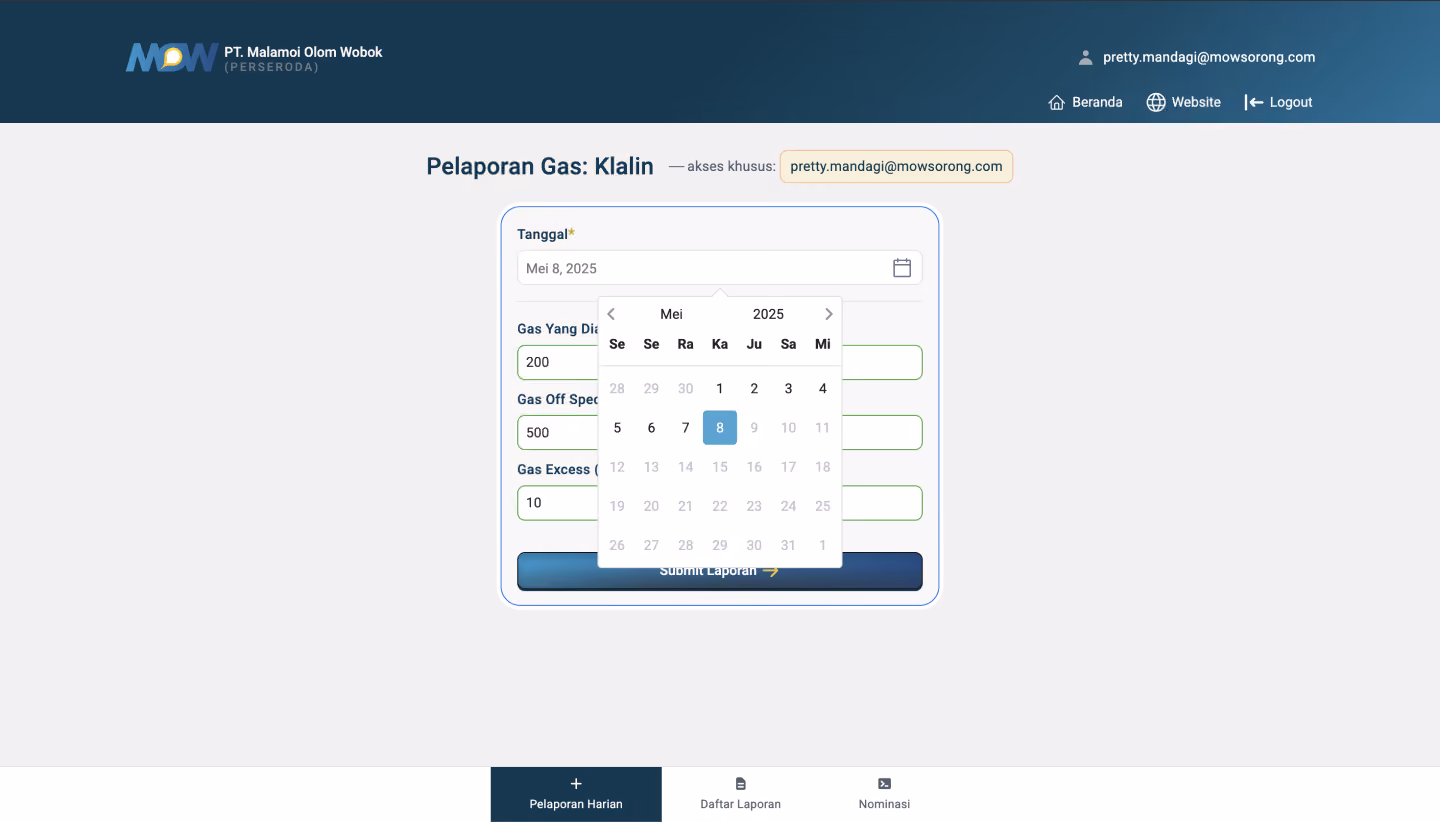 PT. Mow App - Screen 1