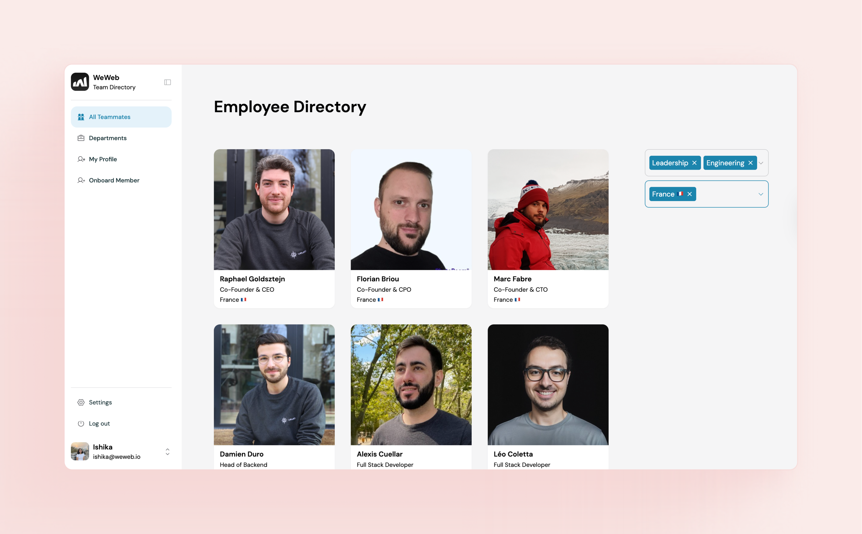 Plug-and-play Employee Directory template to organize and connect your team with a single source of truth.