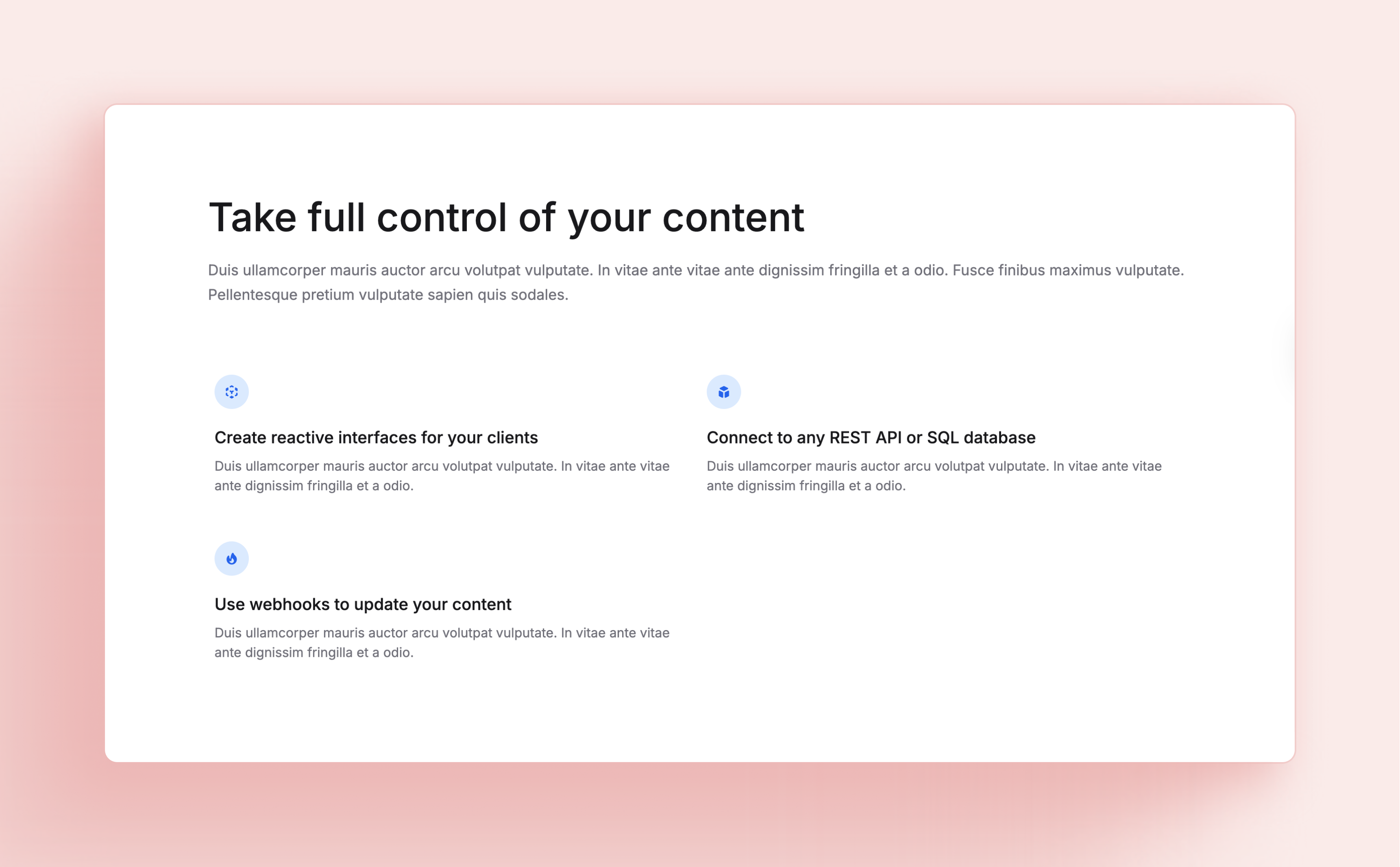 Showcase your product and convert visitors into customers with a plug-and-play SaaS Landing page template.