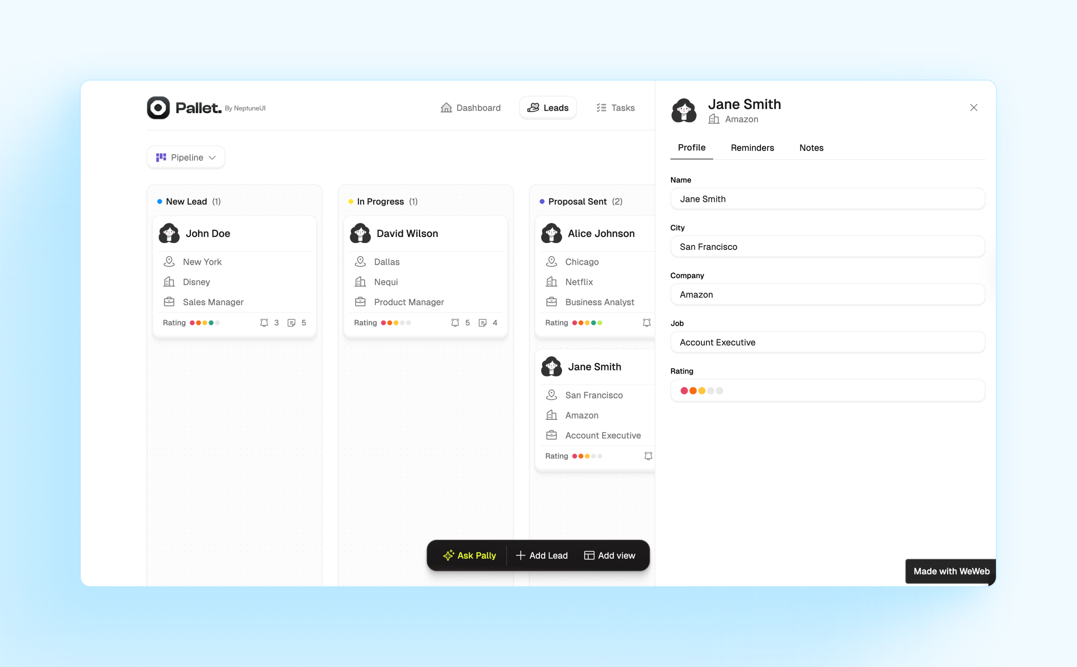 Manage your customers, deals, and data in one connected place with a plug-and-play CRM template.