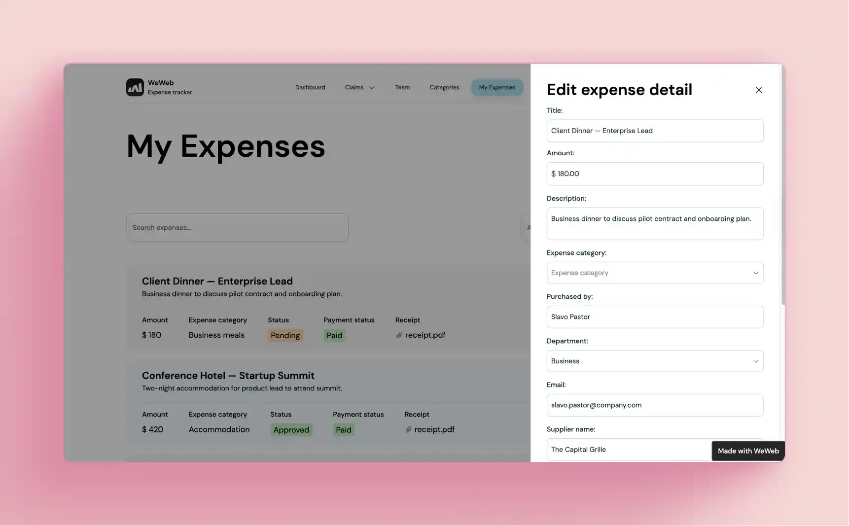 Track expenses, manage budgets, and keep your business finances organized with a plug-and-play Business Expense Tracker template.
