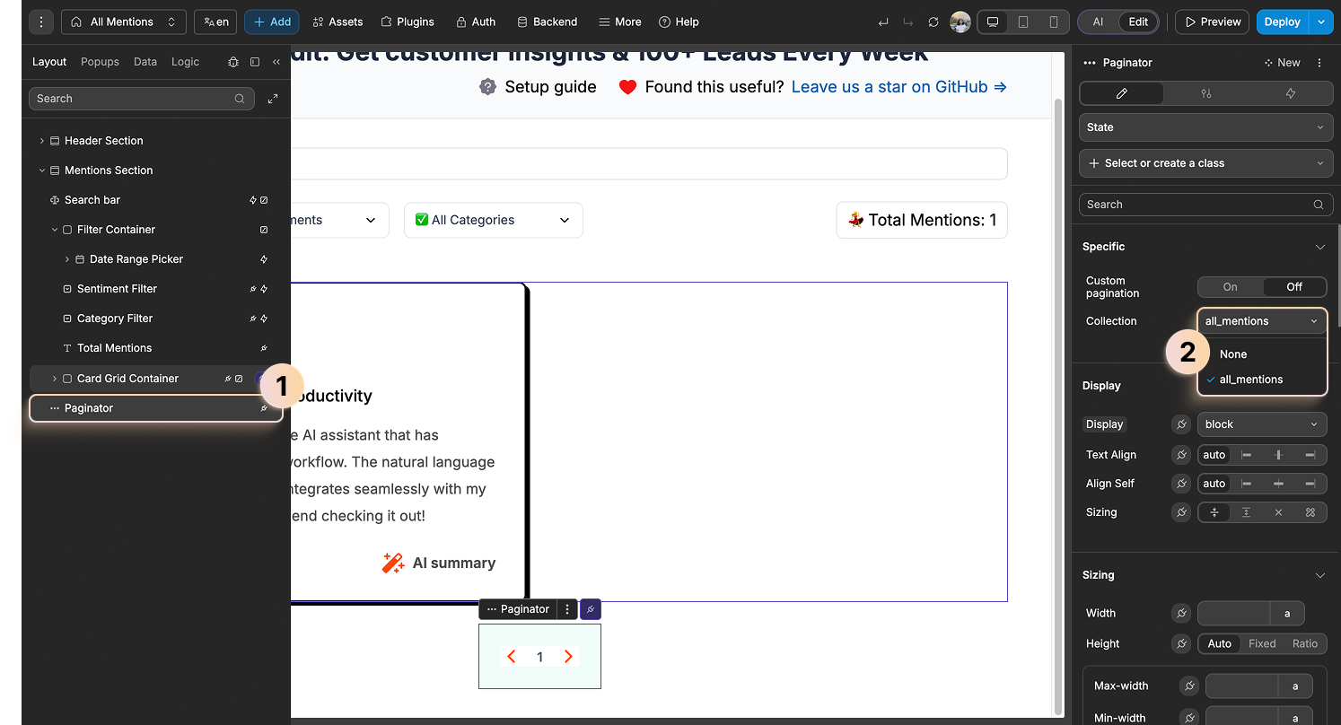 WeWeb Paginator element