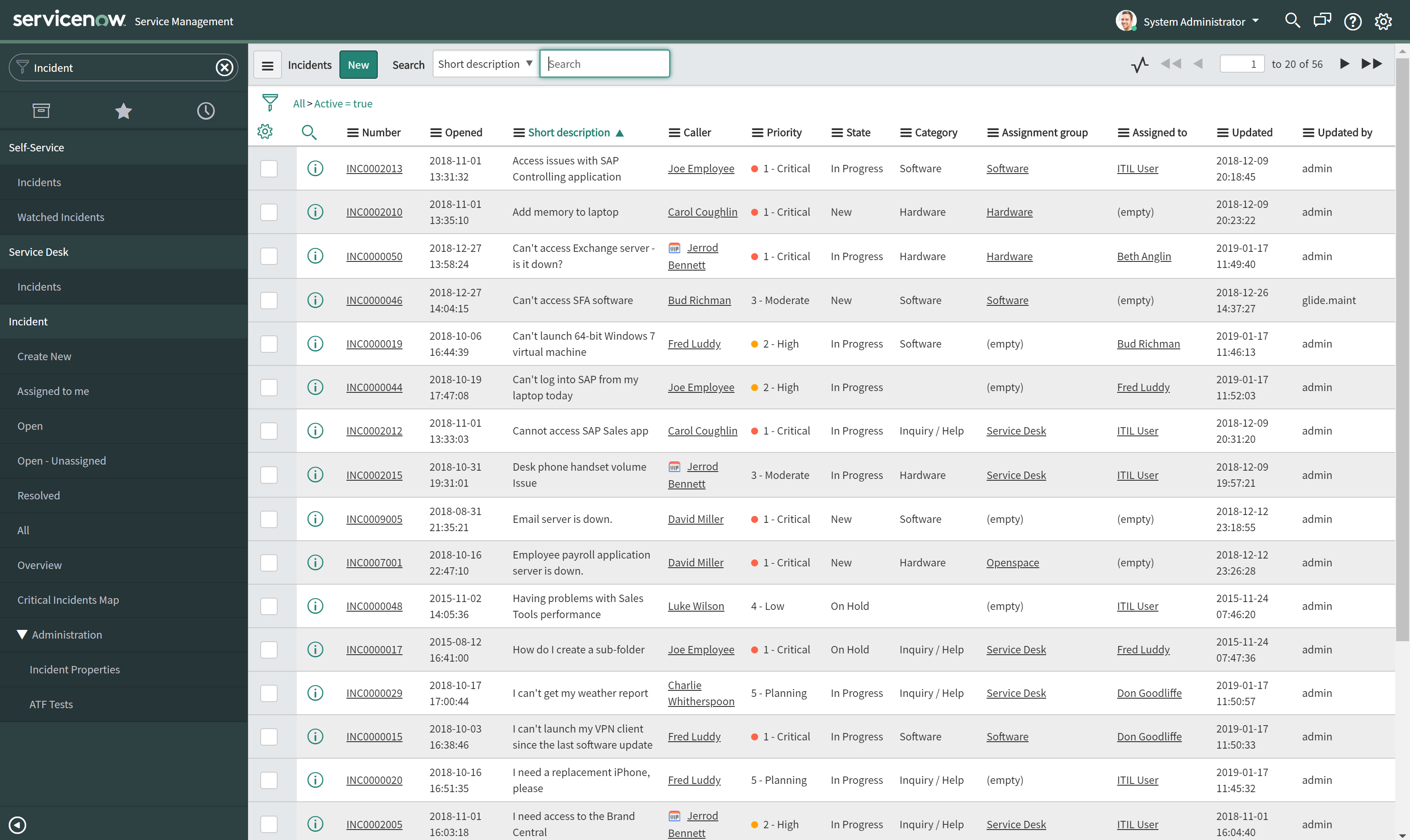 ServiceNow Screenshot