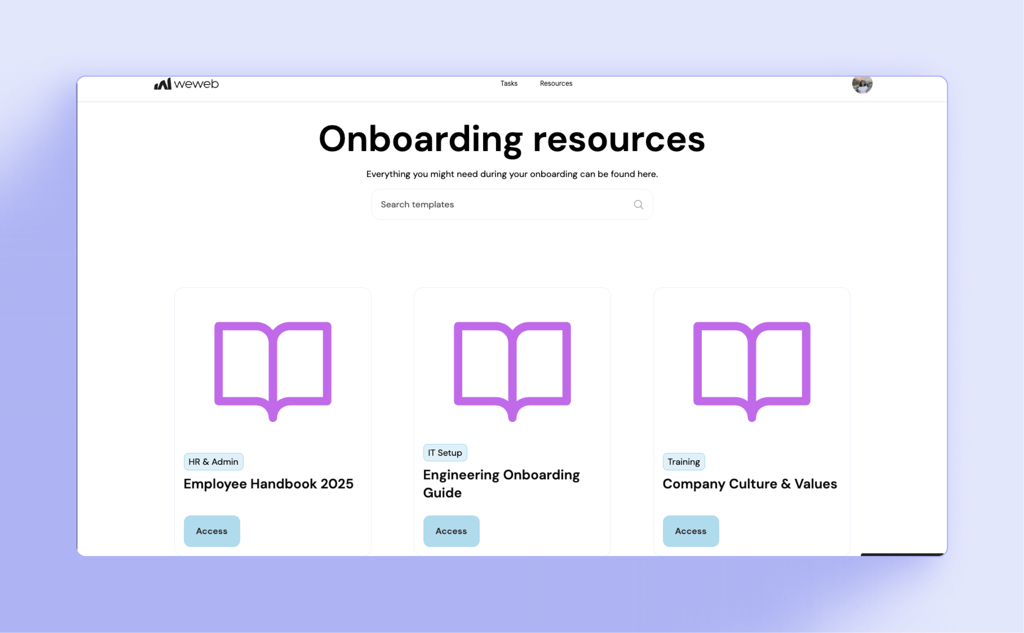 Onboard new hires confidently with WeWeb's plug-and-play Employee Onboarding template.