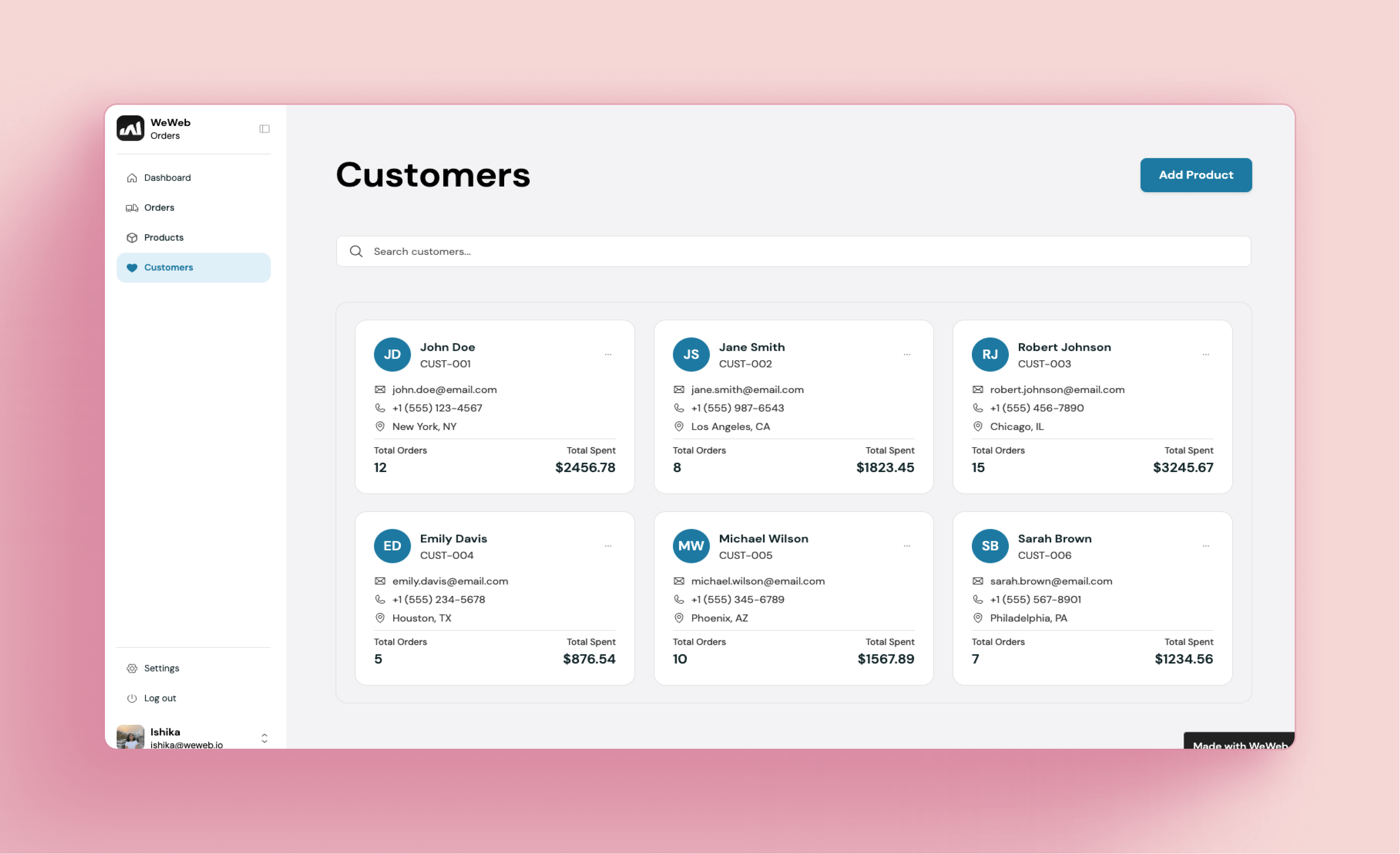 Track orders, manage customers, and streamline fulfillment with WeWeb's plug-and-play Order Management Software template.