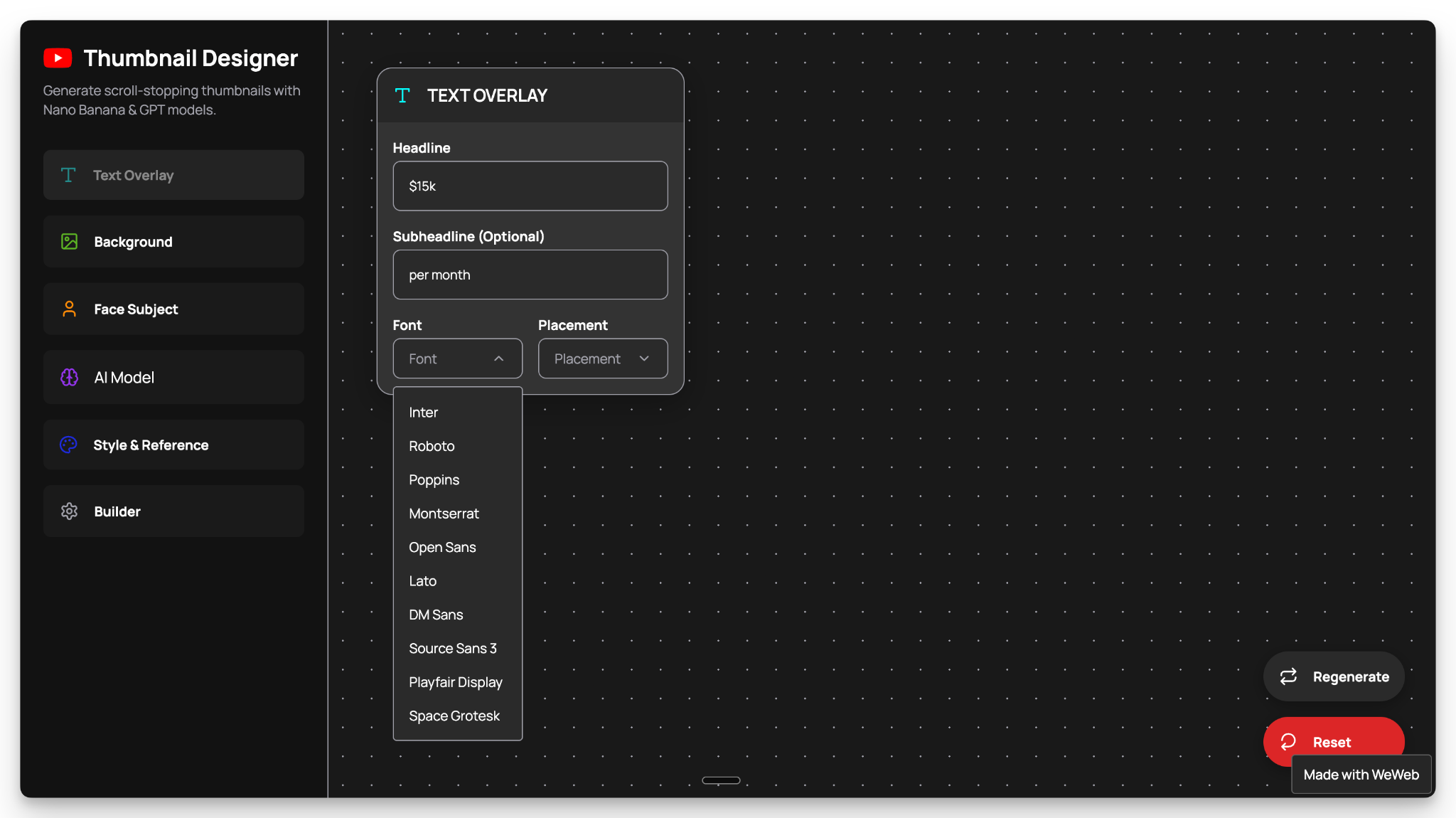 YouTube thumbnail generator