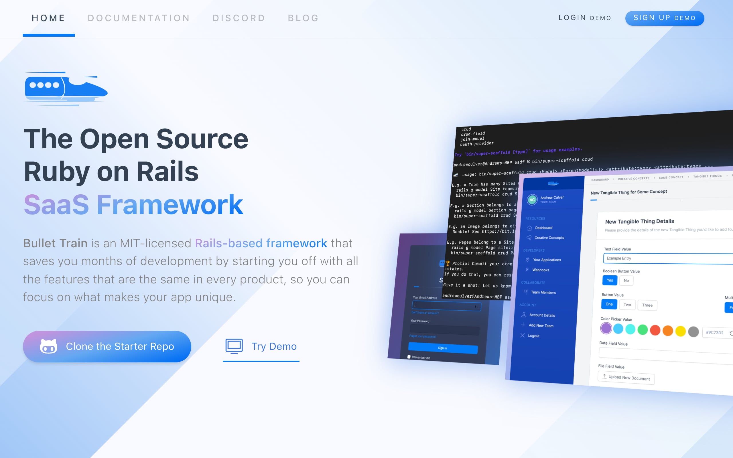 Ruby on Rails: Bullettrain Screenshot