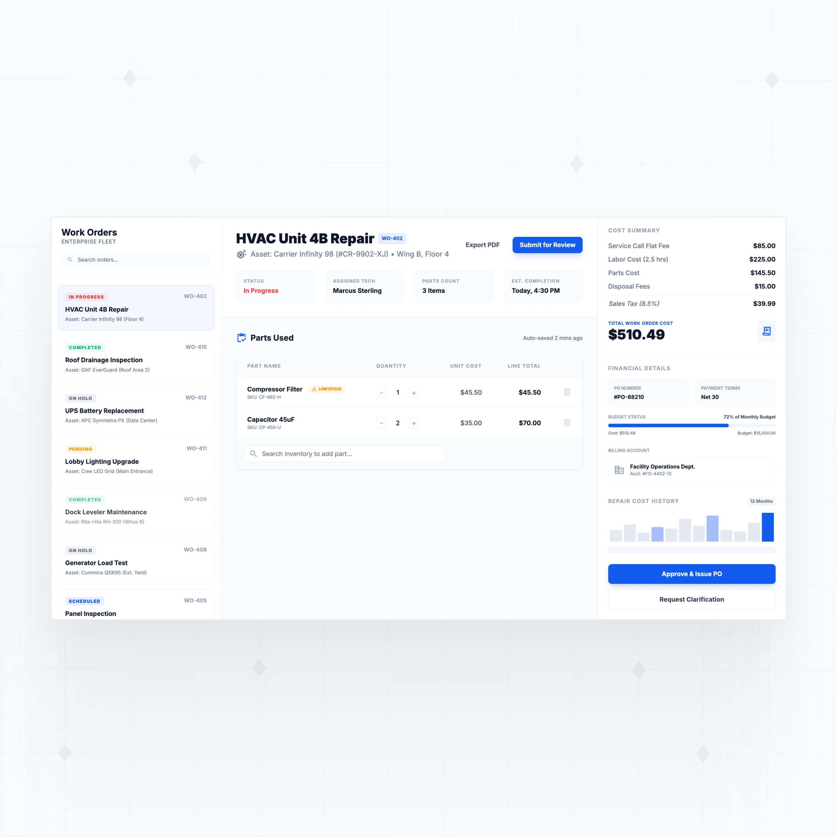 Parts and inventory integration