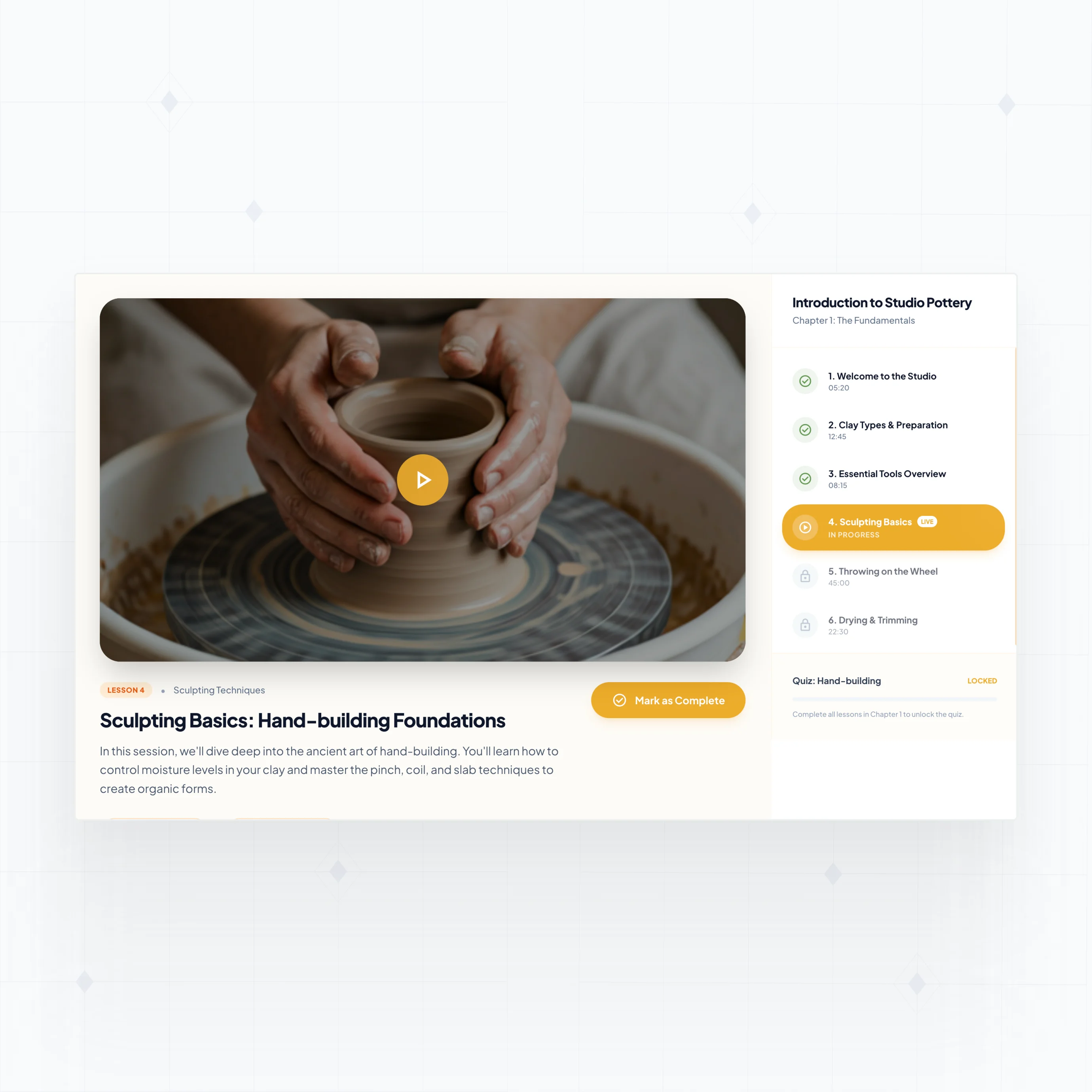 Video lessons with progress tracking