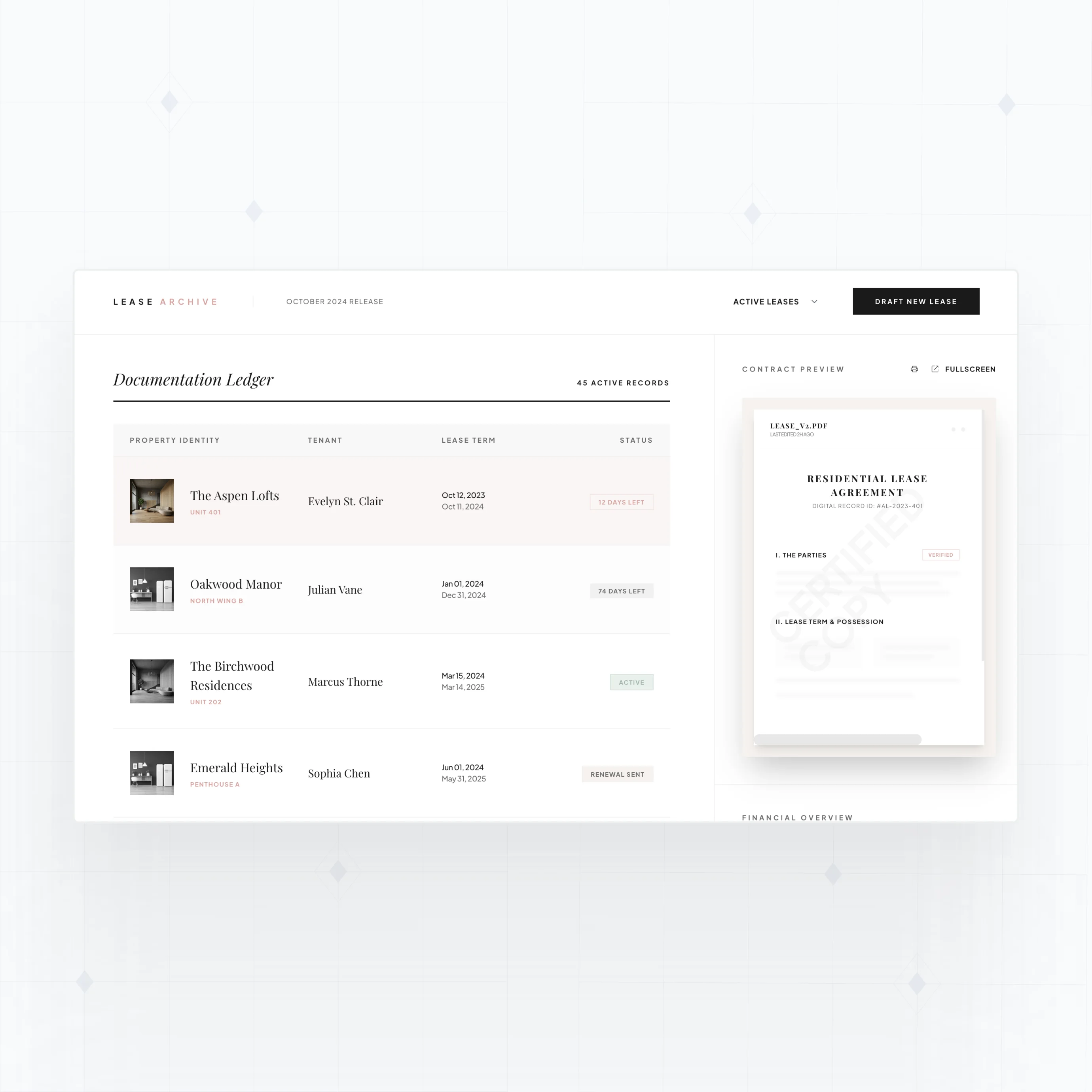 Lease management and document storage