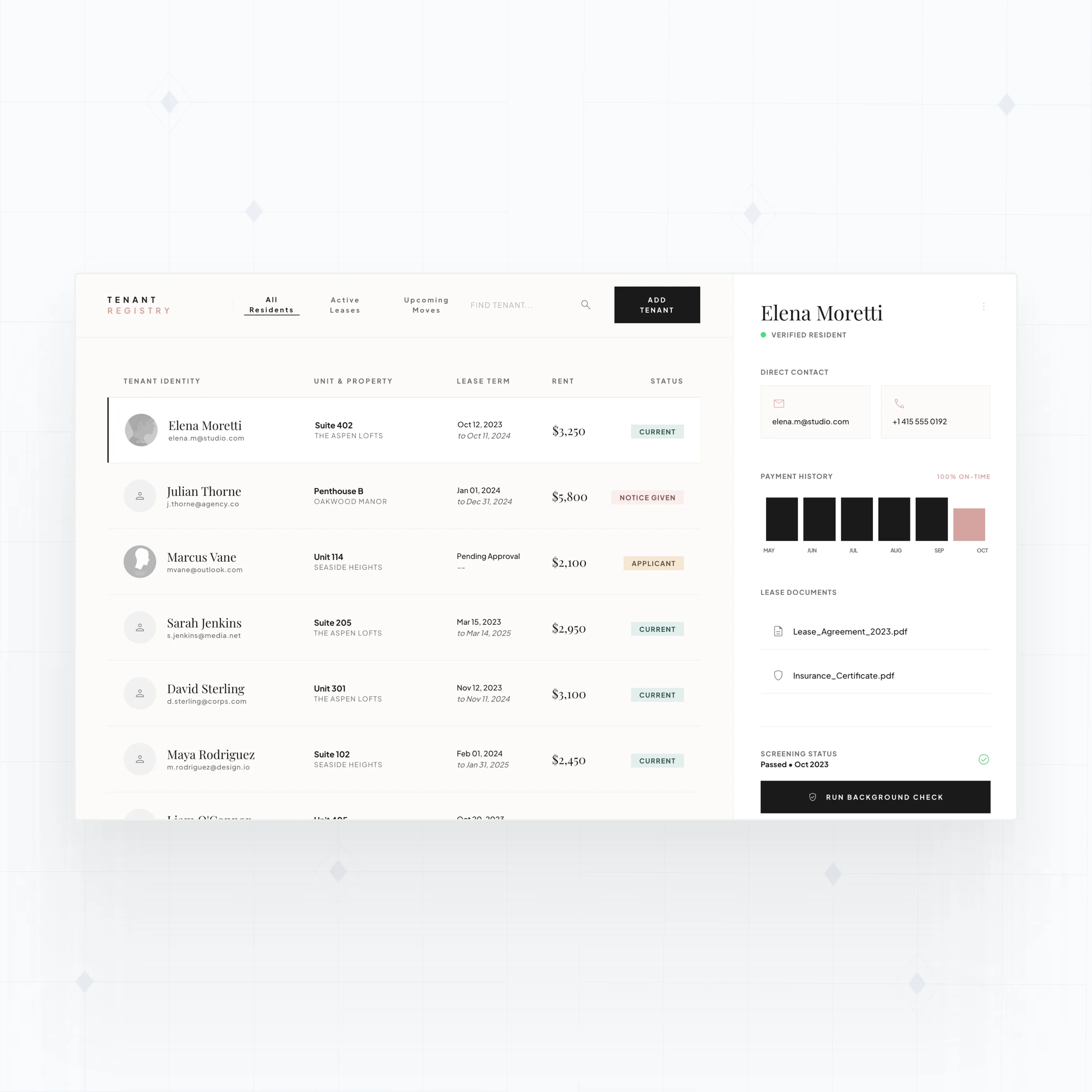 Tenant management and screening