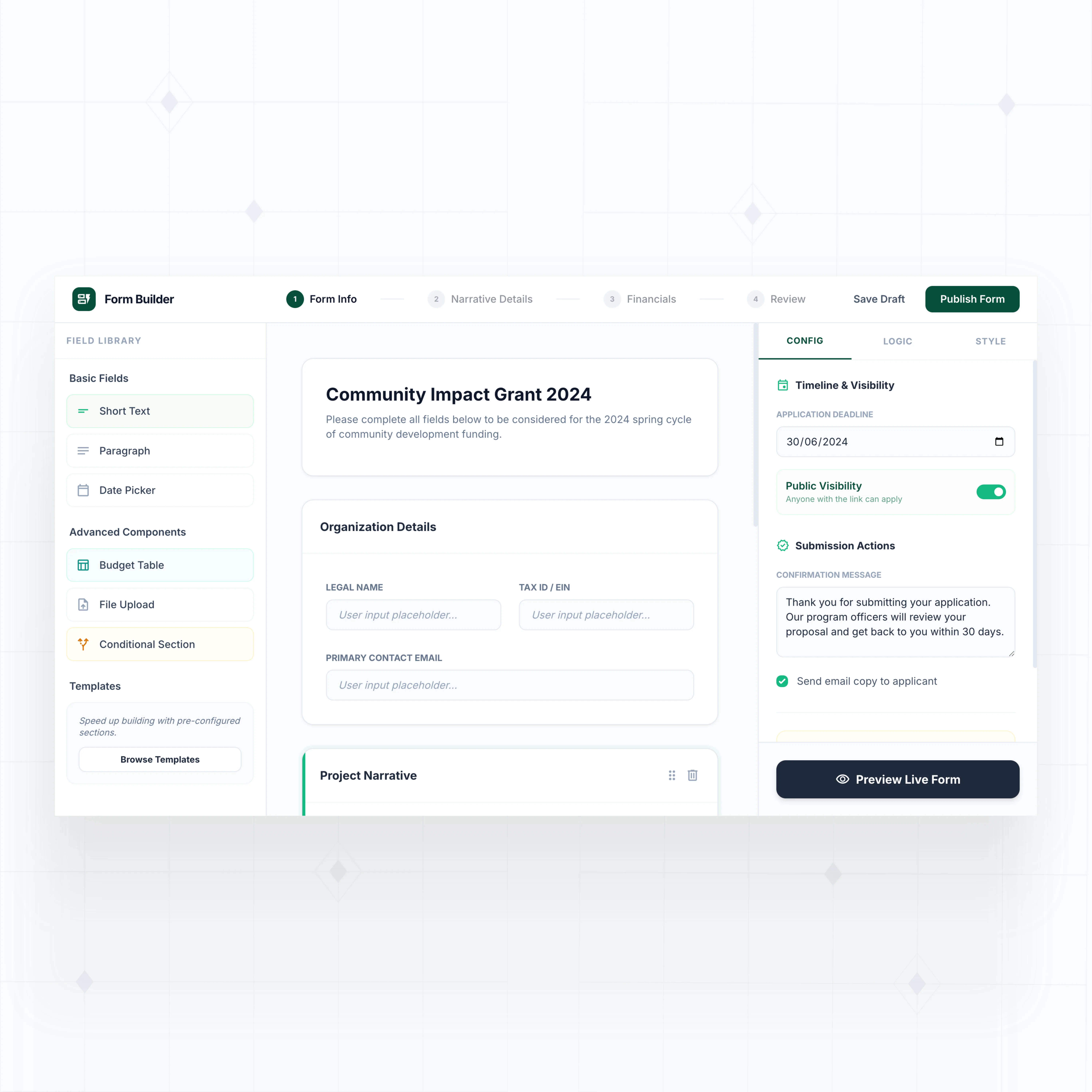 Online application portal
