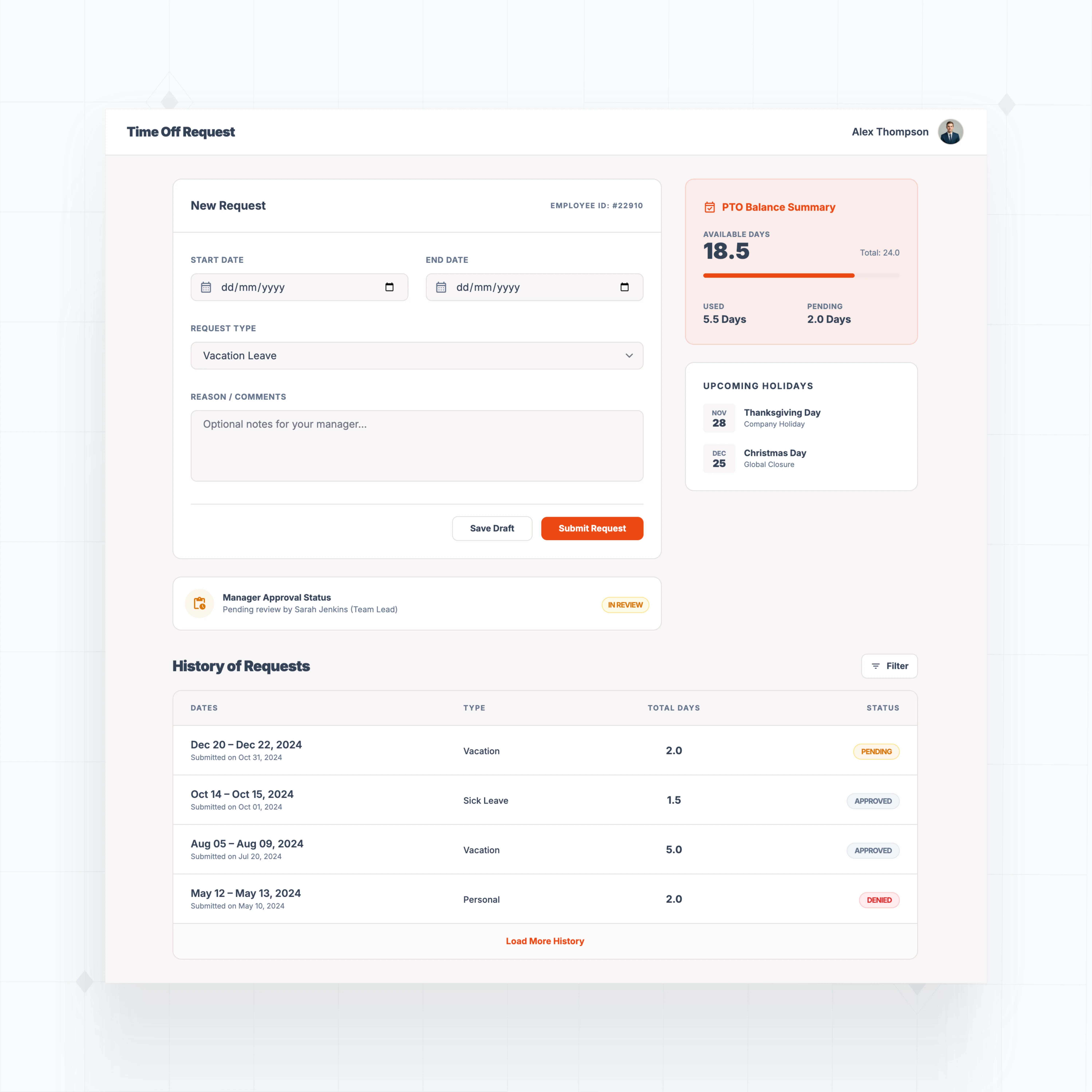 Self-service HR requests