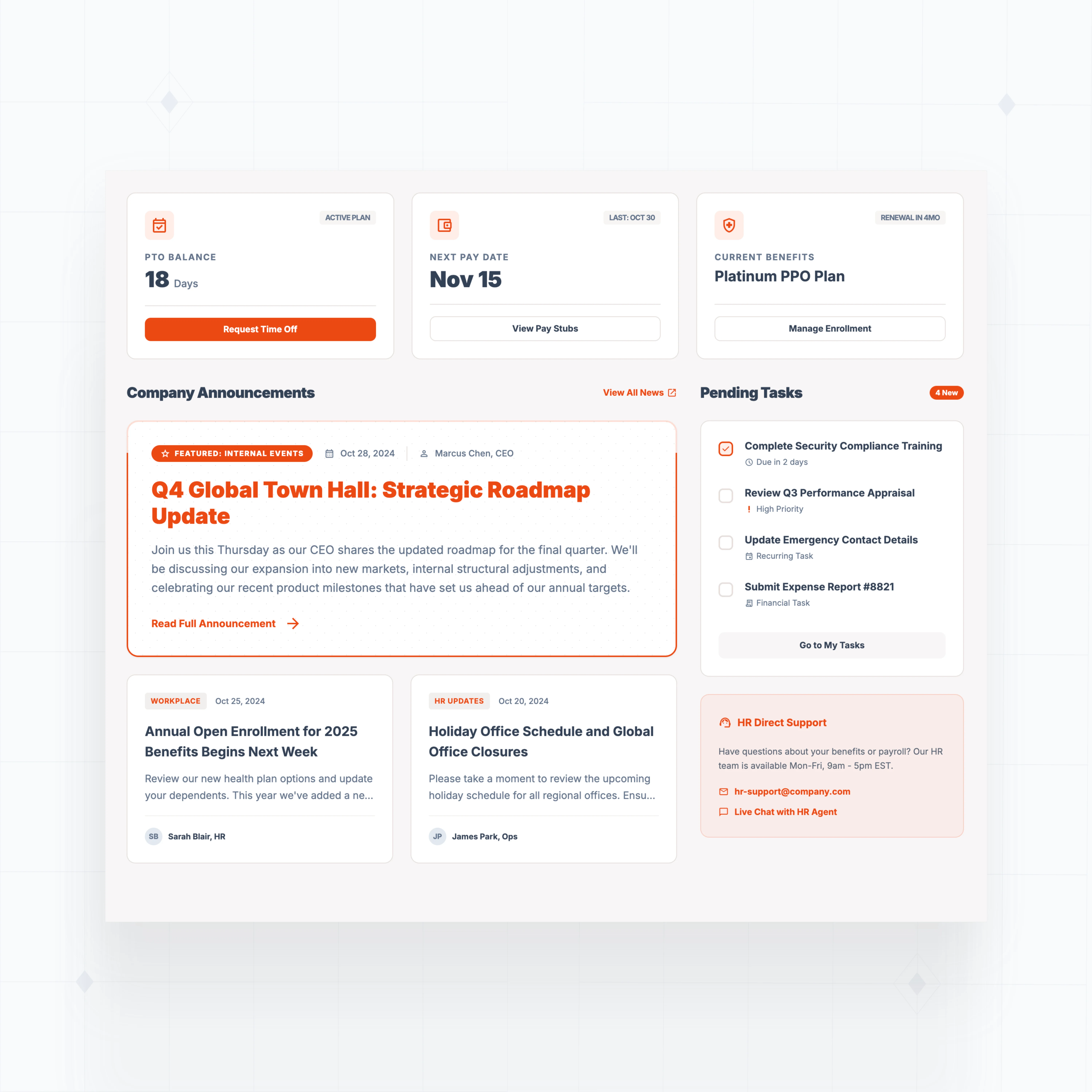 Centralized employee dashboard