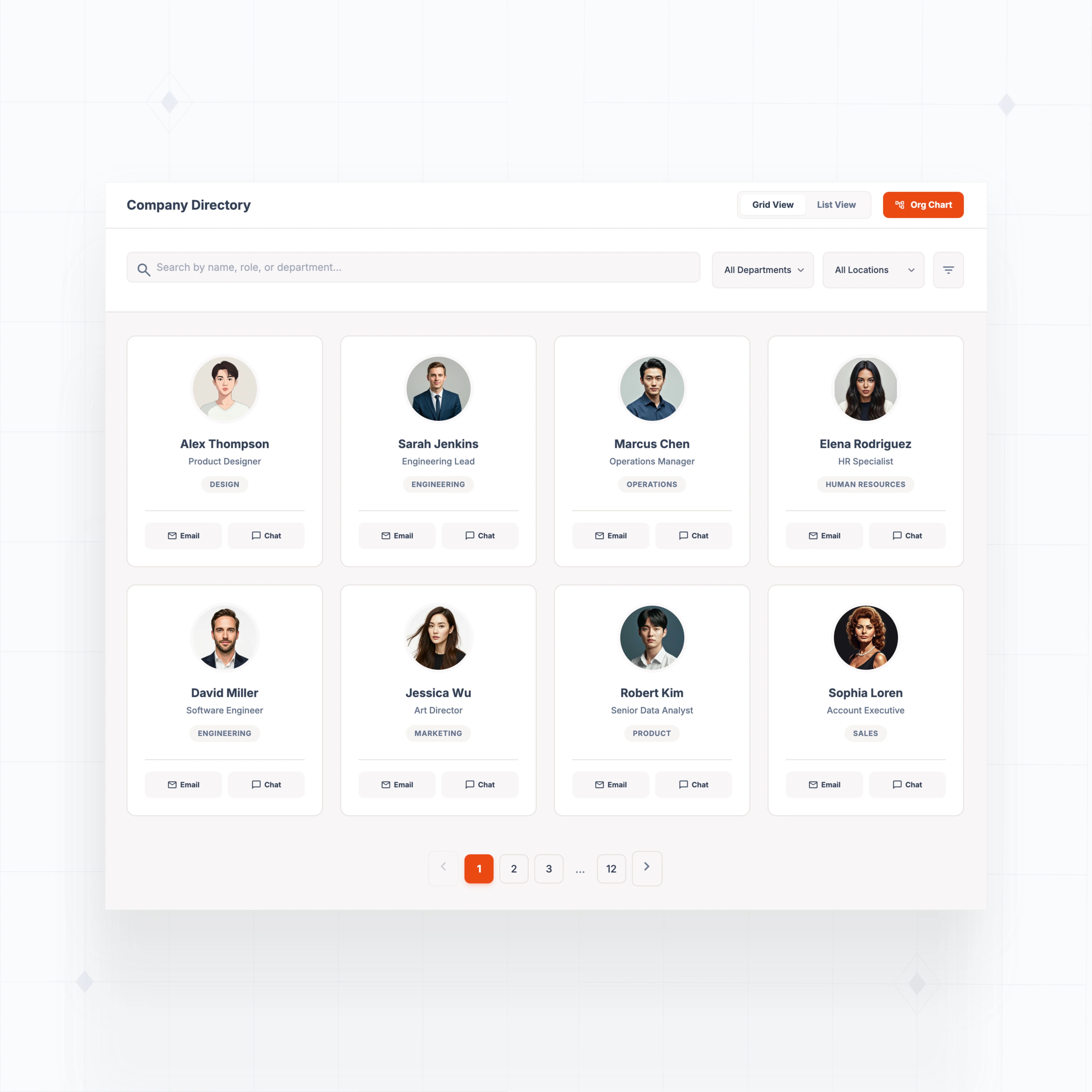Company directory with org chart