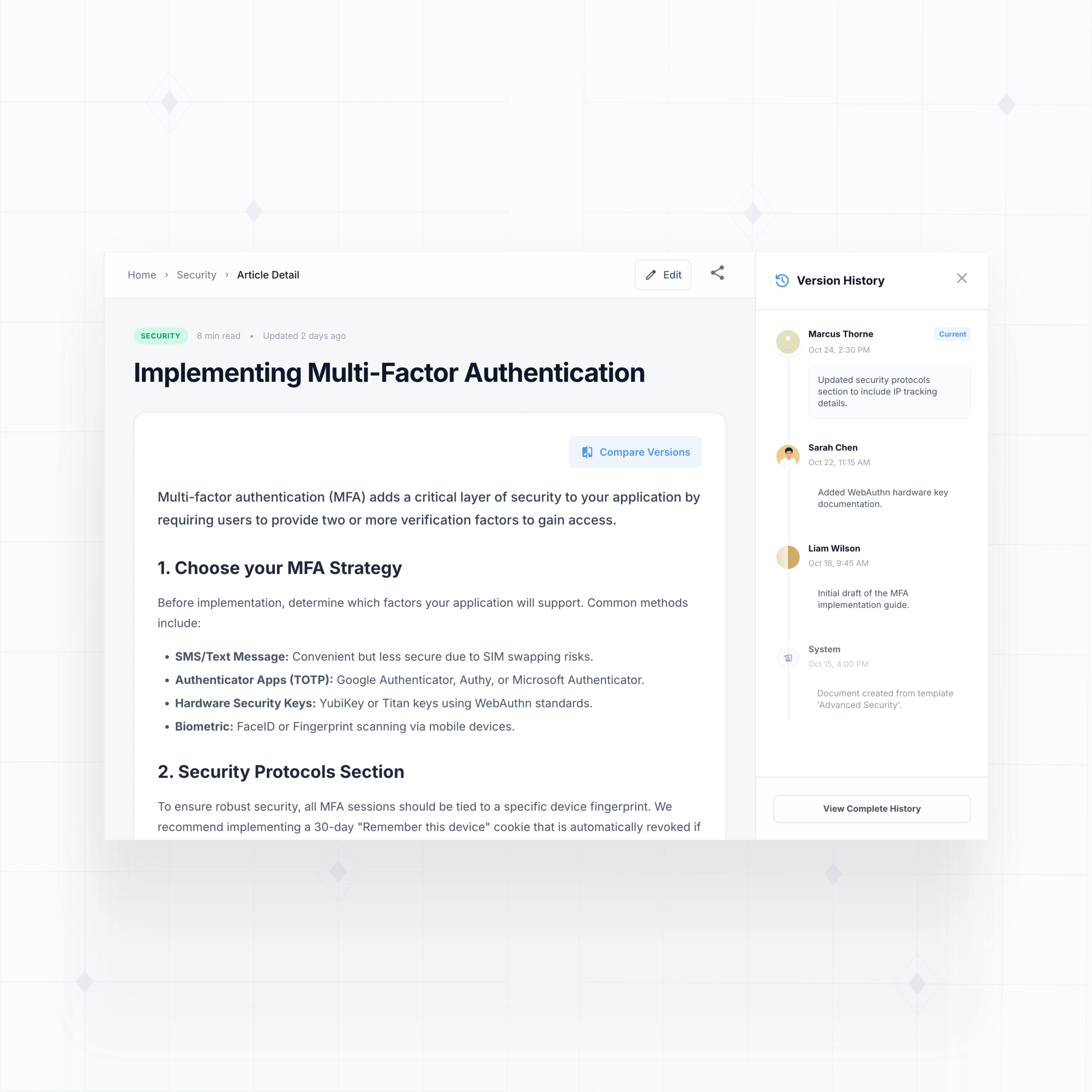 Article Version Tracking
