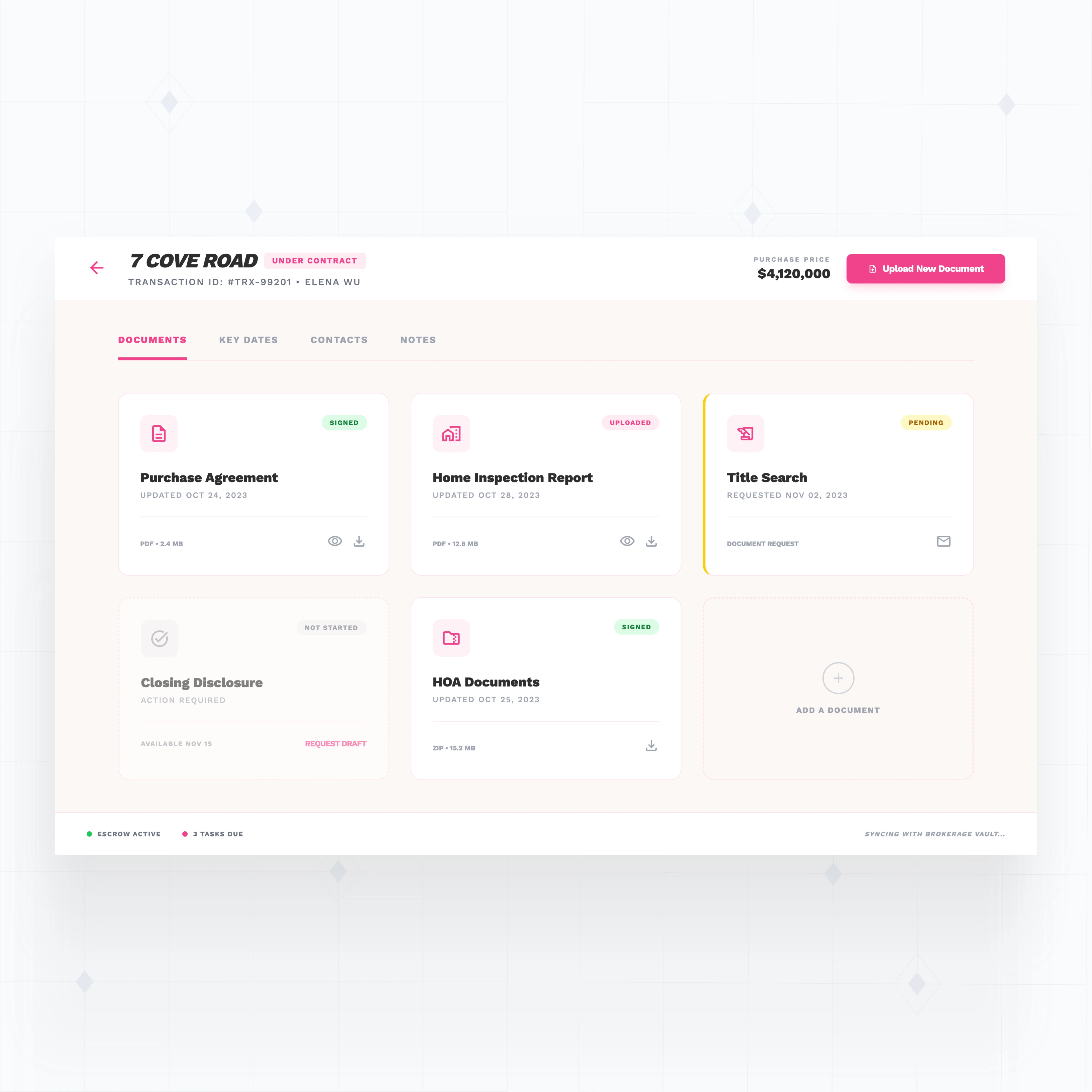 Document management for transactions