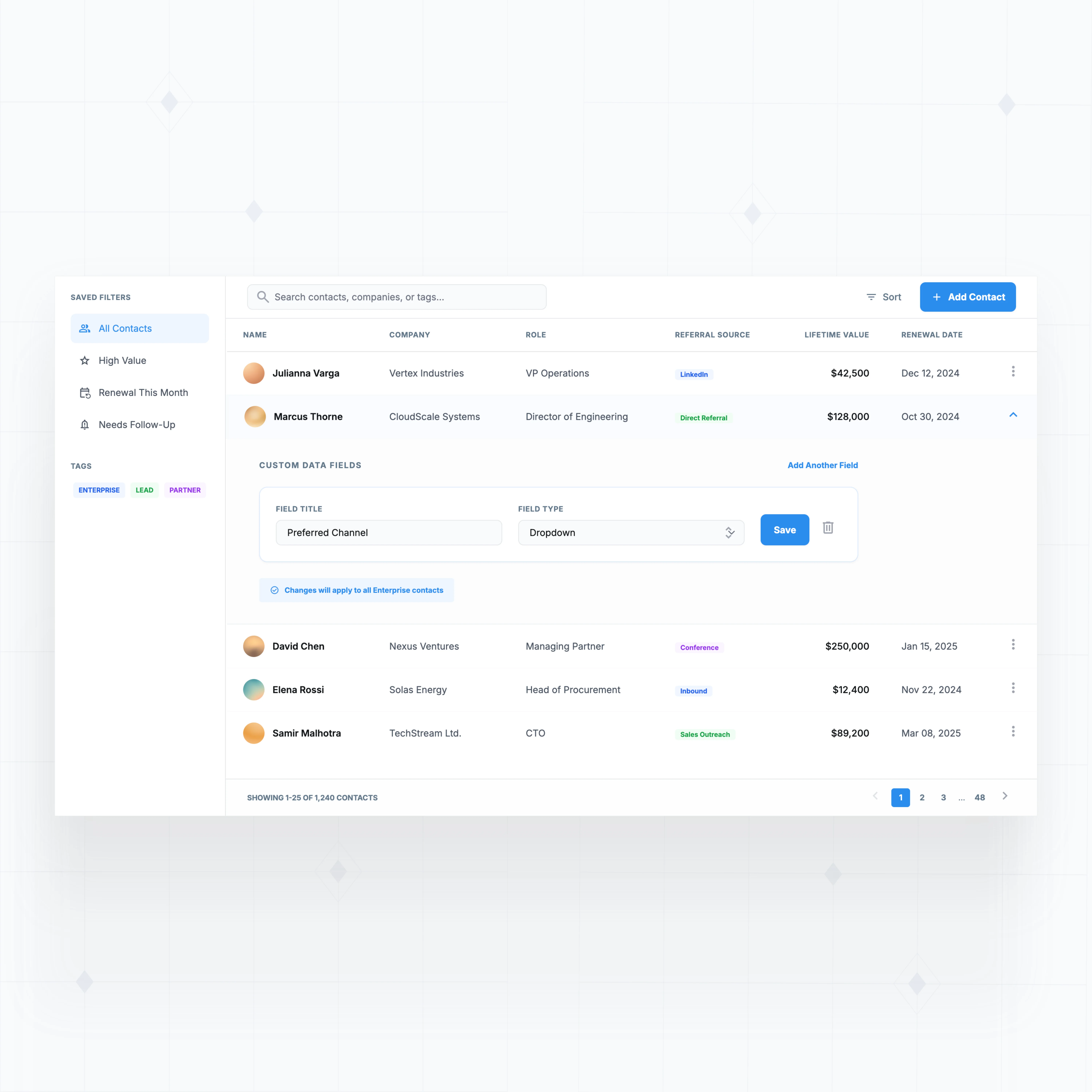 Contact and company management