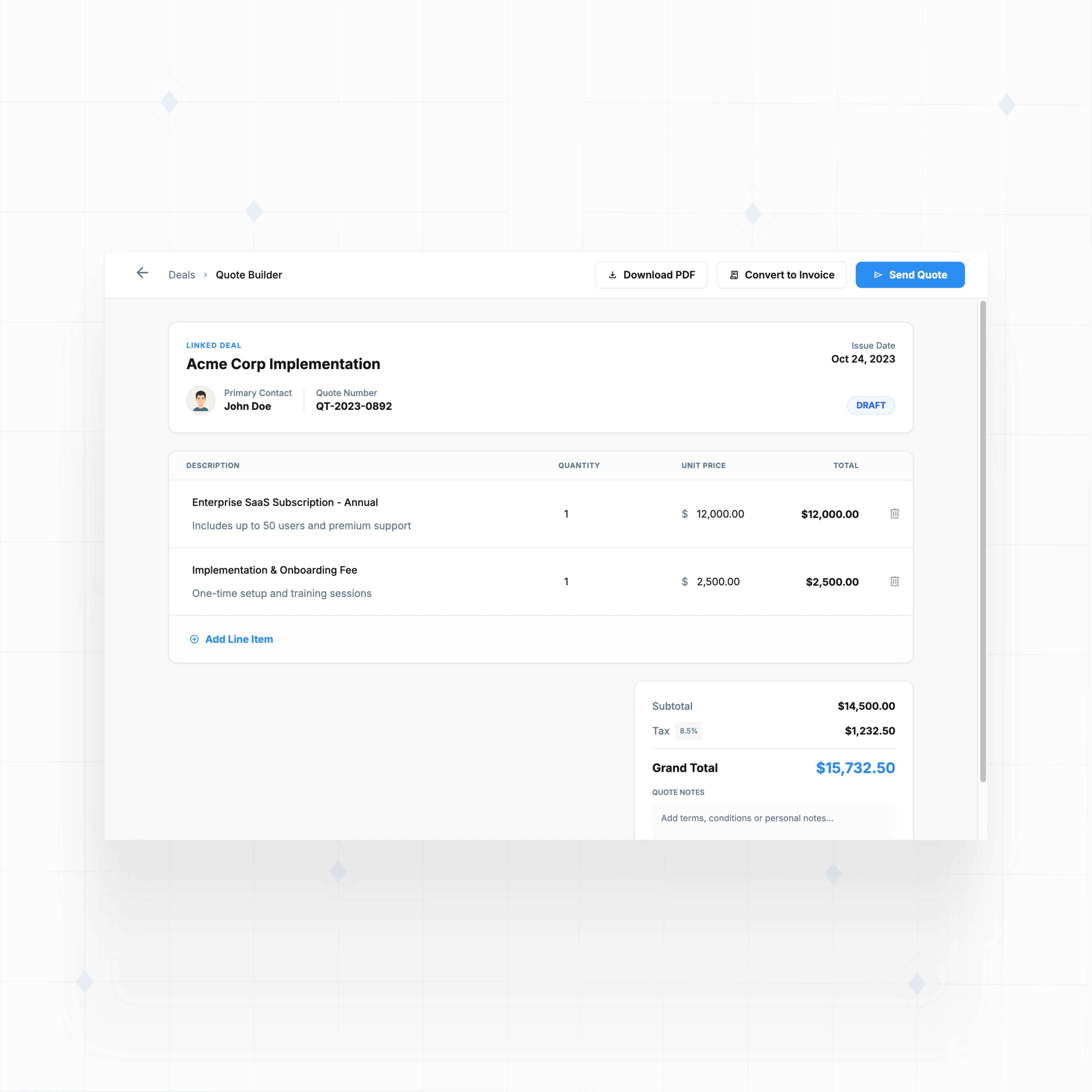 Quote and invoice generation