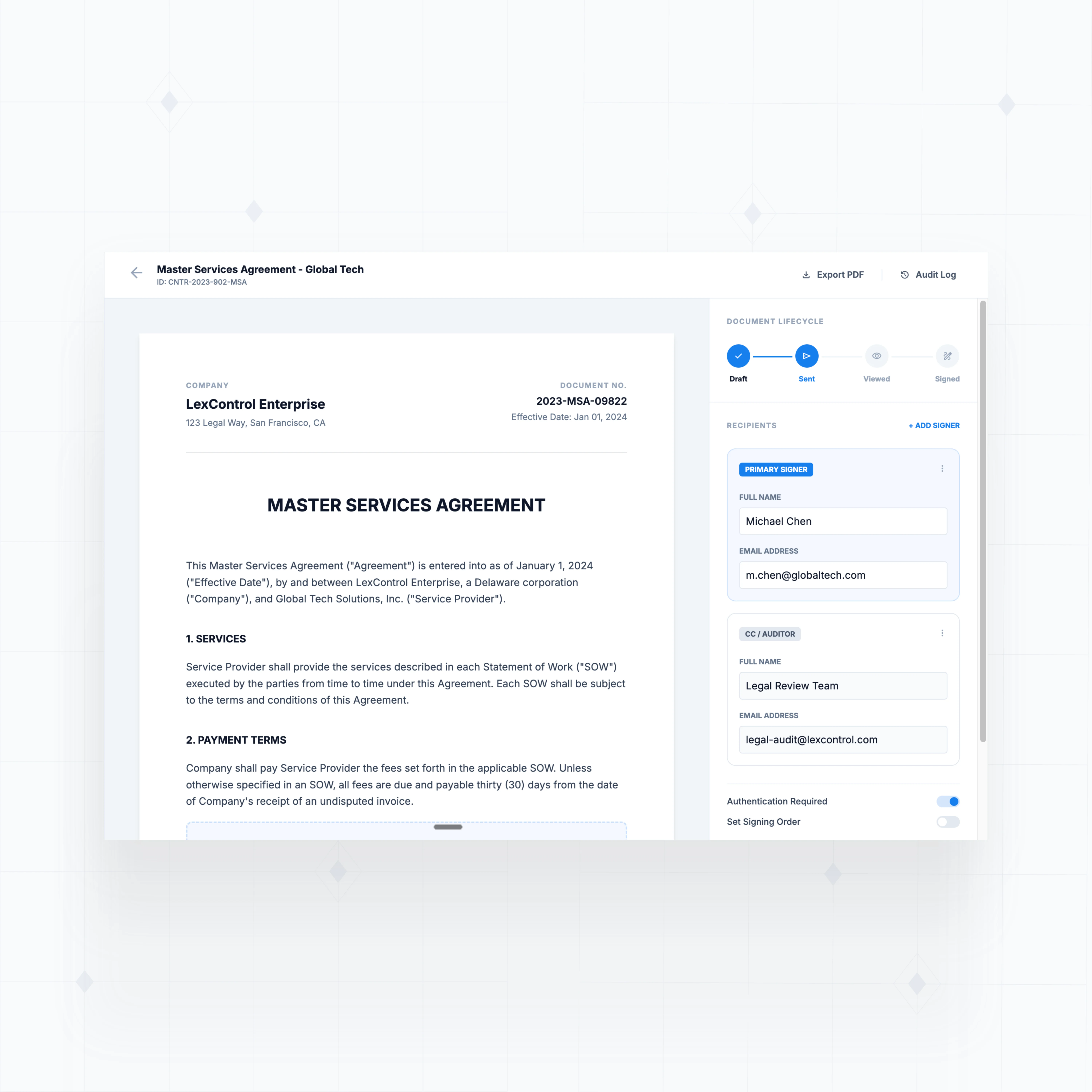 E-signature integration