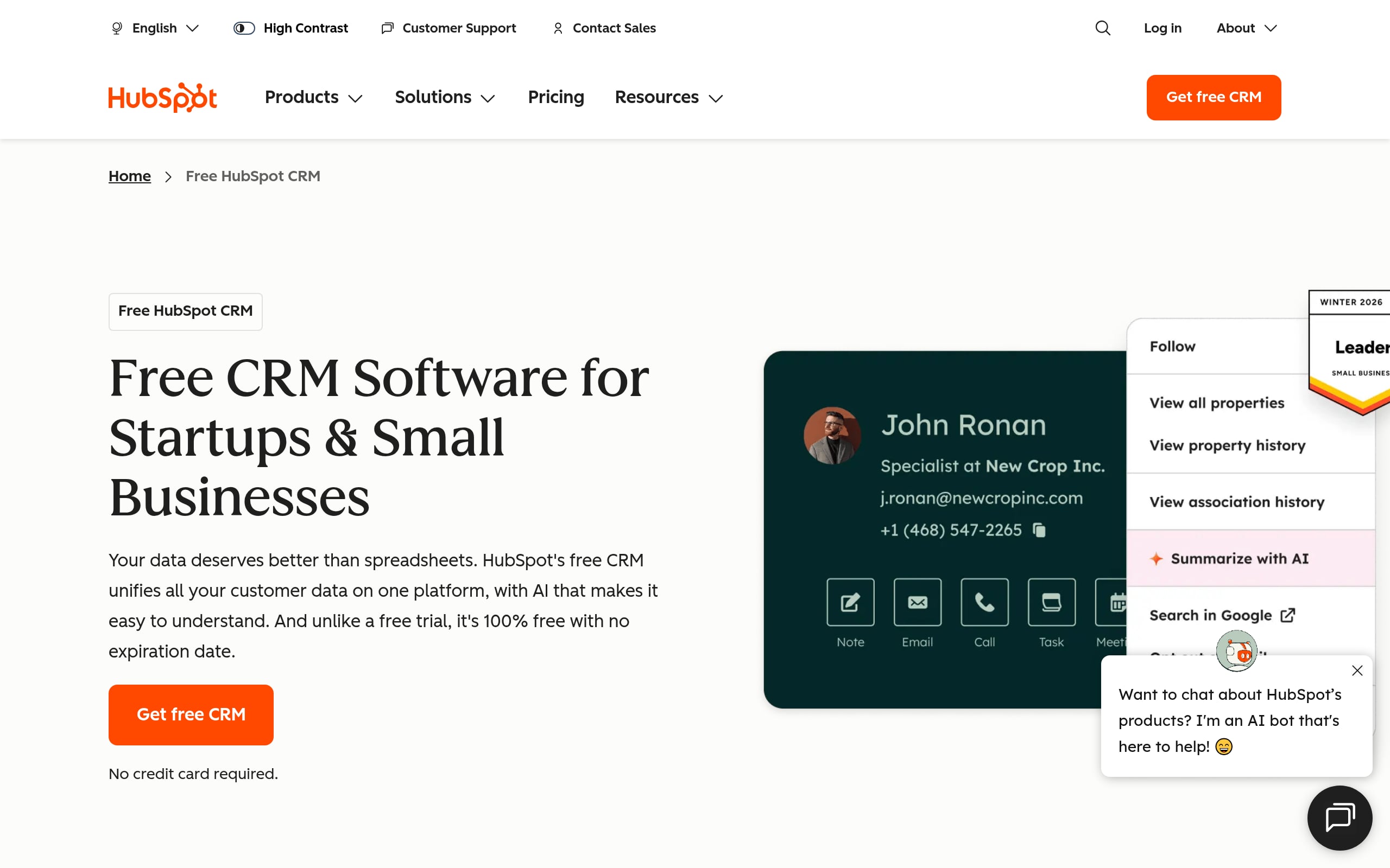 HubSpot CRM Screenshot