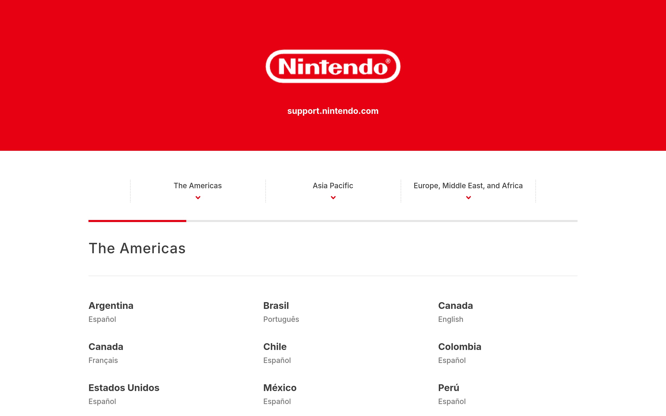 Nintendo – Multilingual FAQ Screenshot