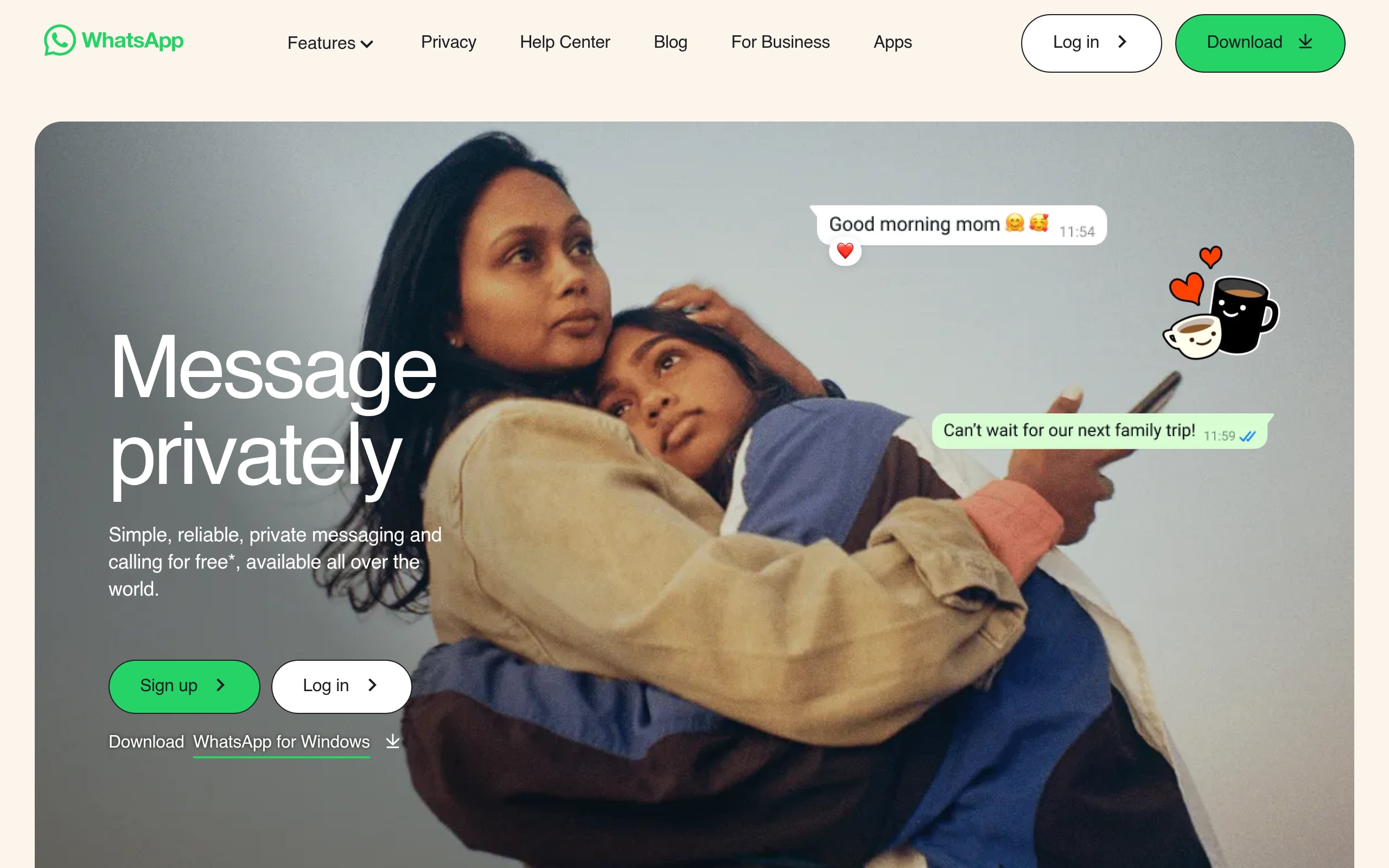 WhatsApp – Two-Column FAQ Screenshot