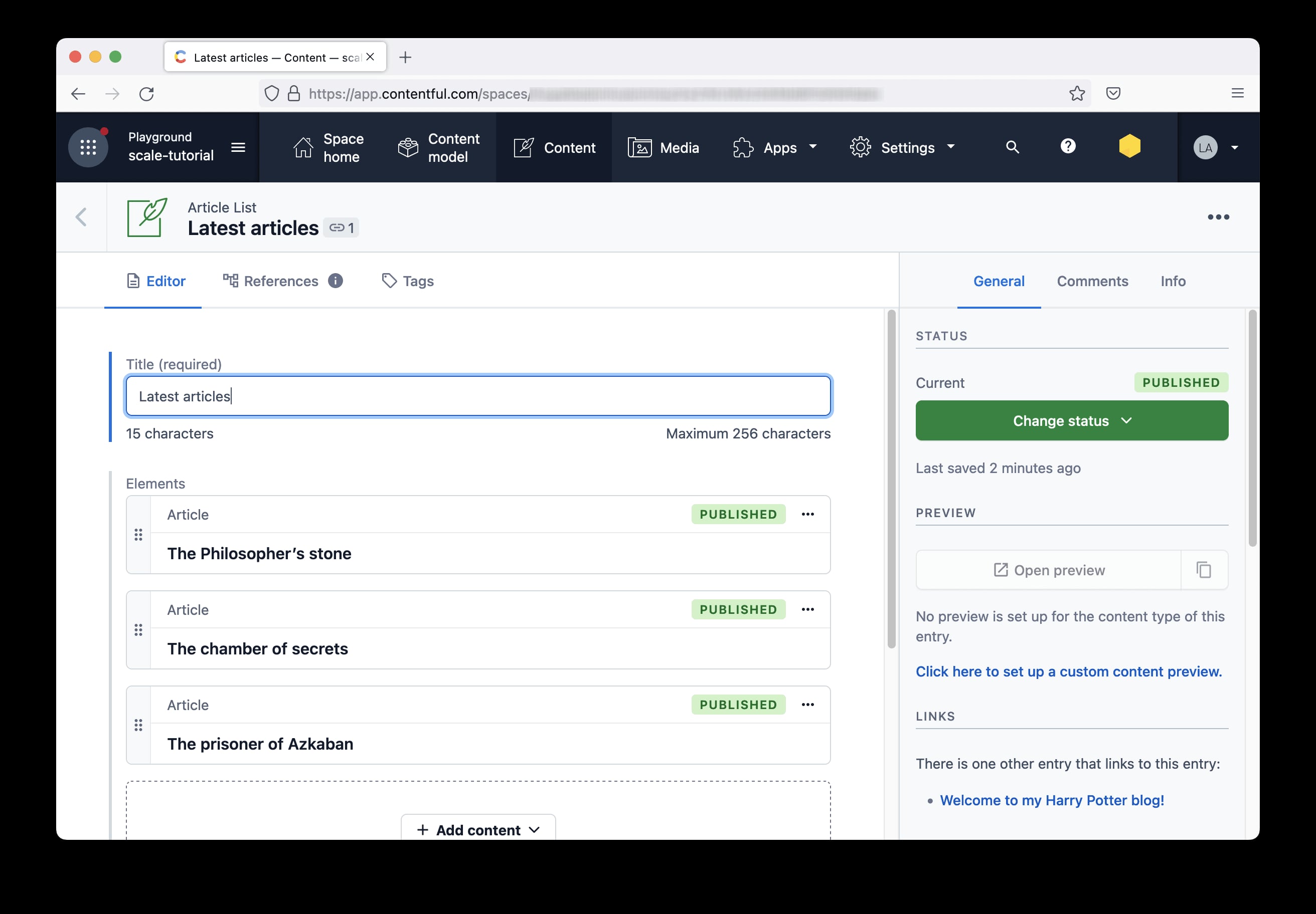 Contentful Screenshot