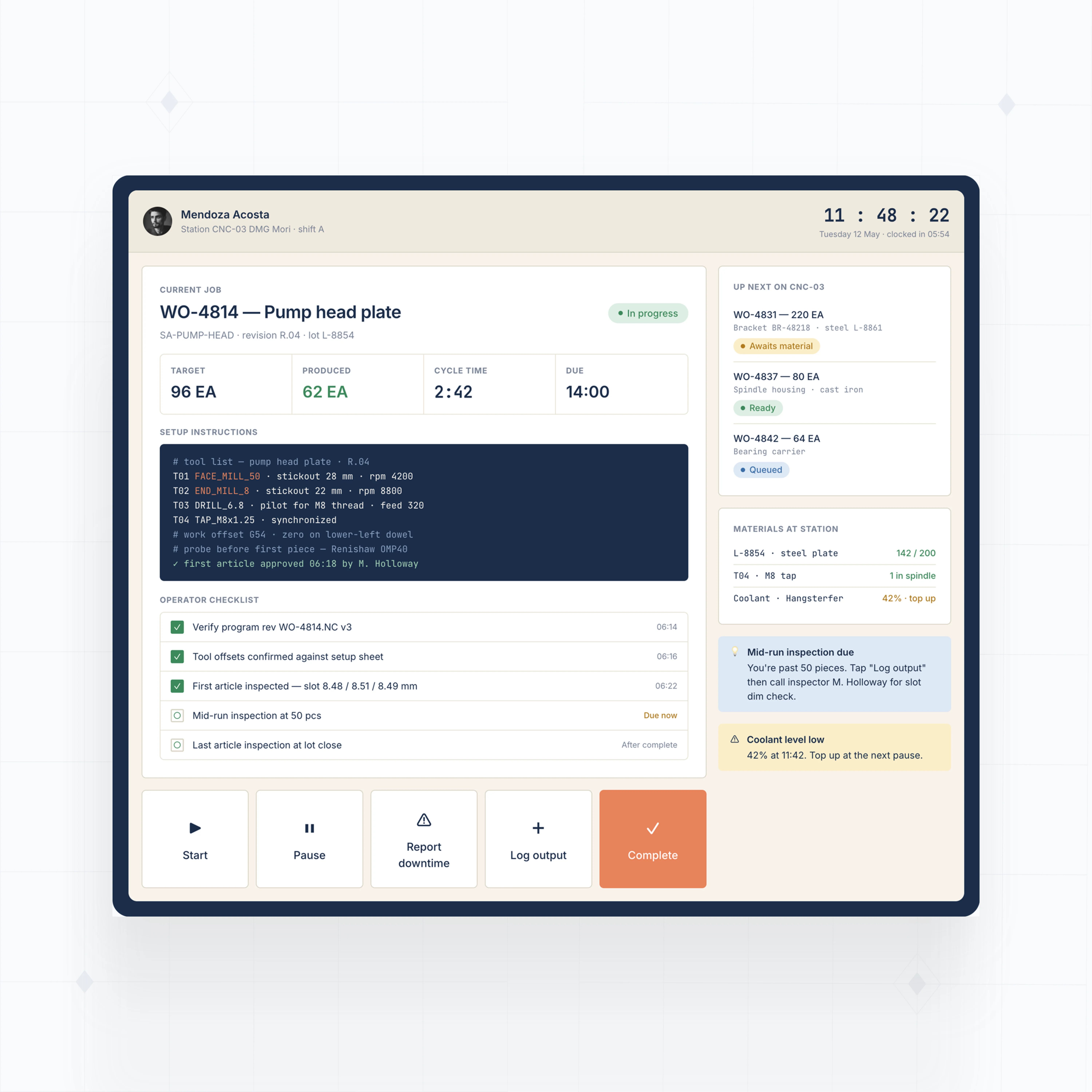Shop floor job tracking