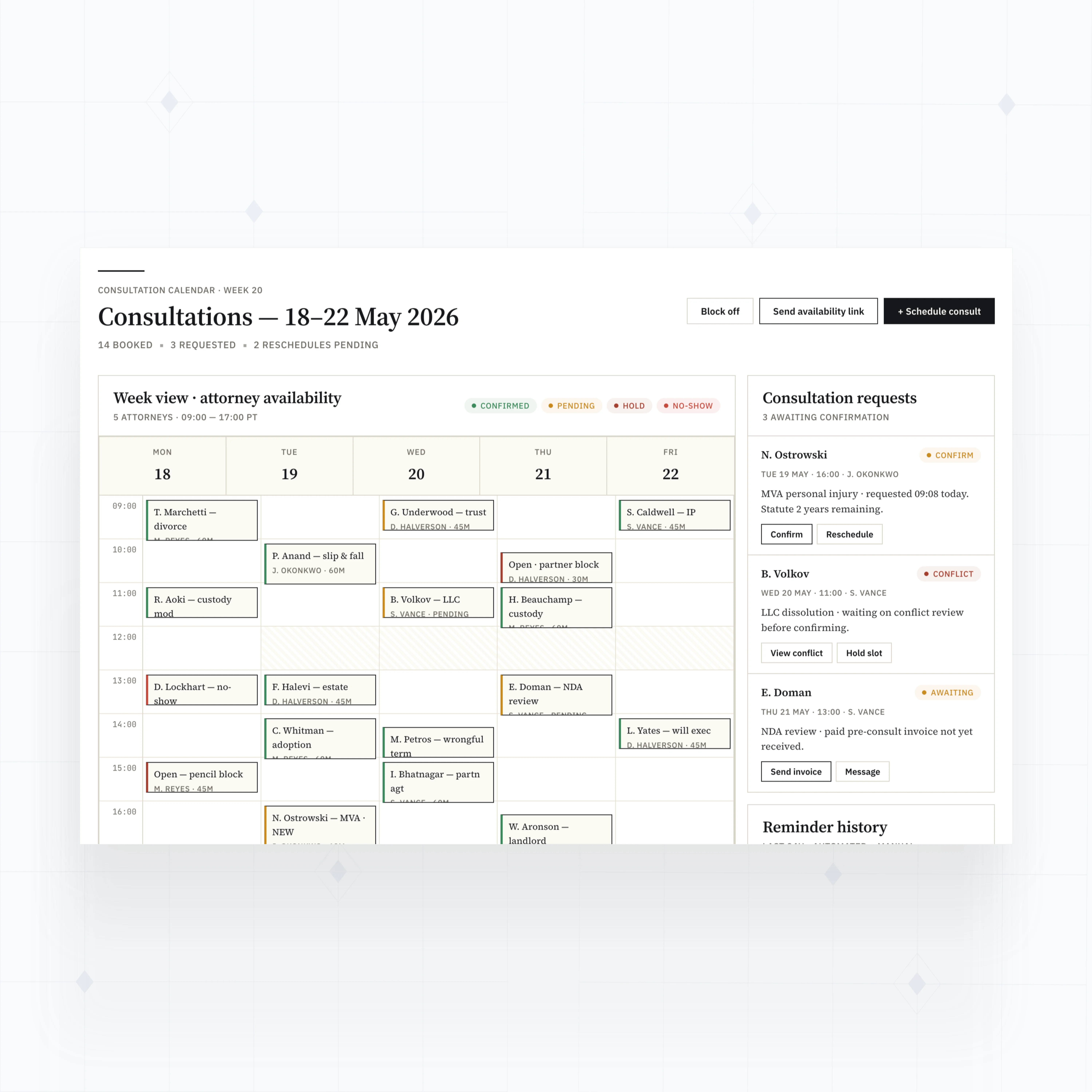 Consultation scheduling