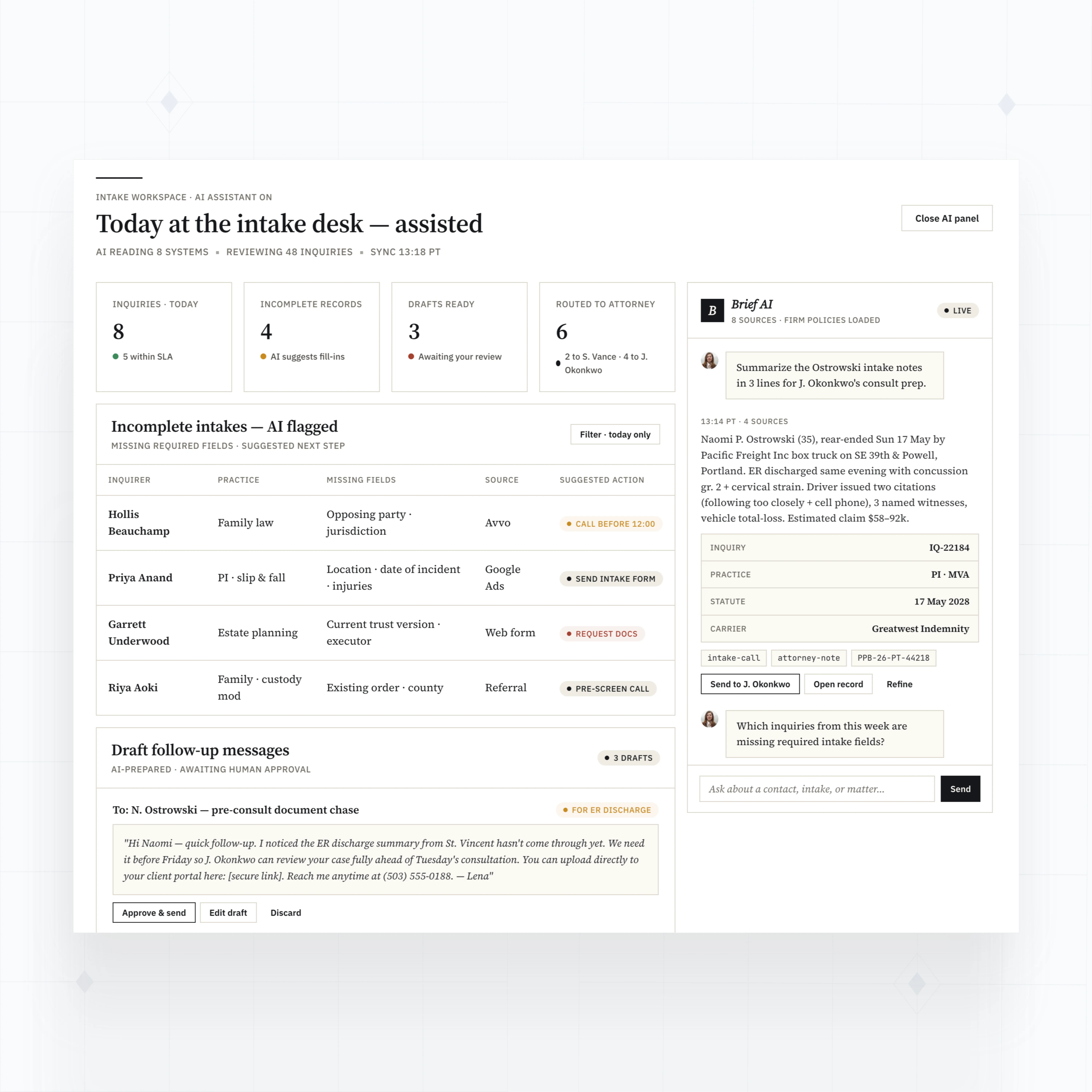 AI intake assistant